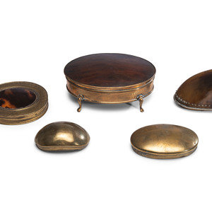 Five Brass Snuff and Trinket Boxes
19th/20th