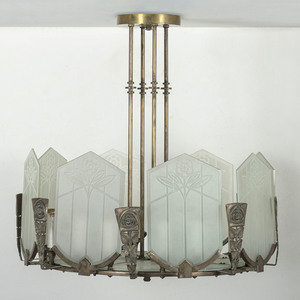 An Art Deco Glass and Nickel-Plated