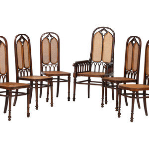 A Set of Six Gothic Revival Bentwood