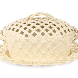 An English Creamware Covered Basket