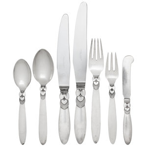 A Georg Jensen Cactus Silver Flatware