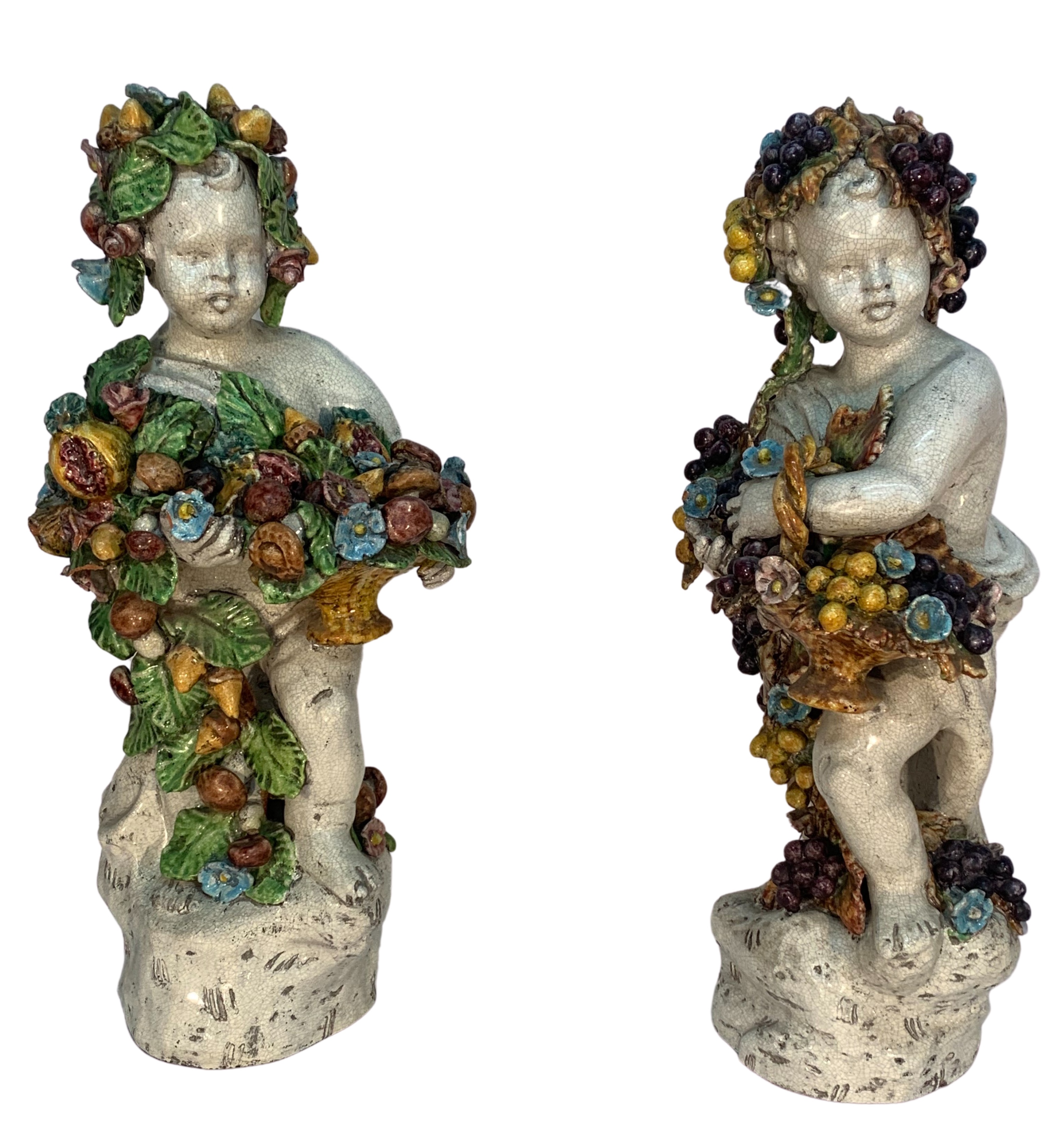 PR. OF FRENCH MAJOLICA PUTTI FIGURES