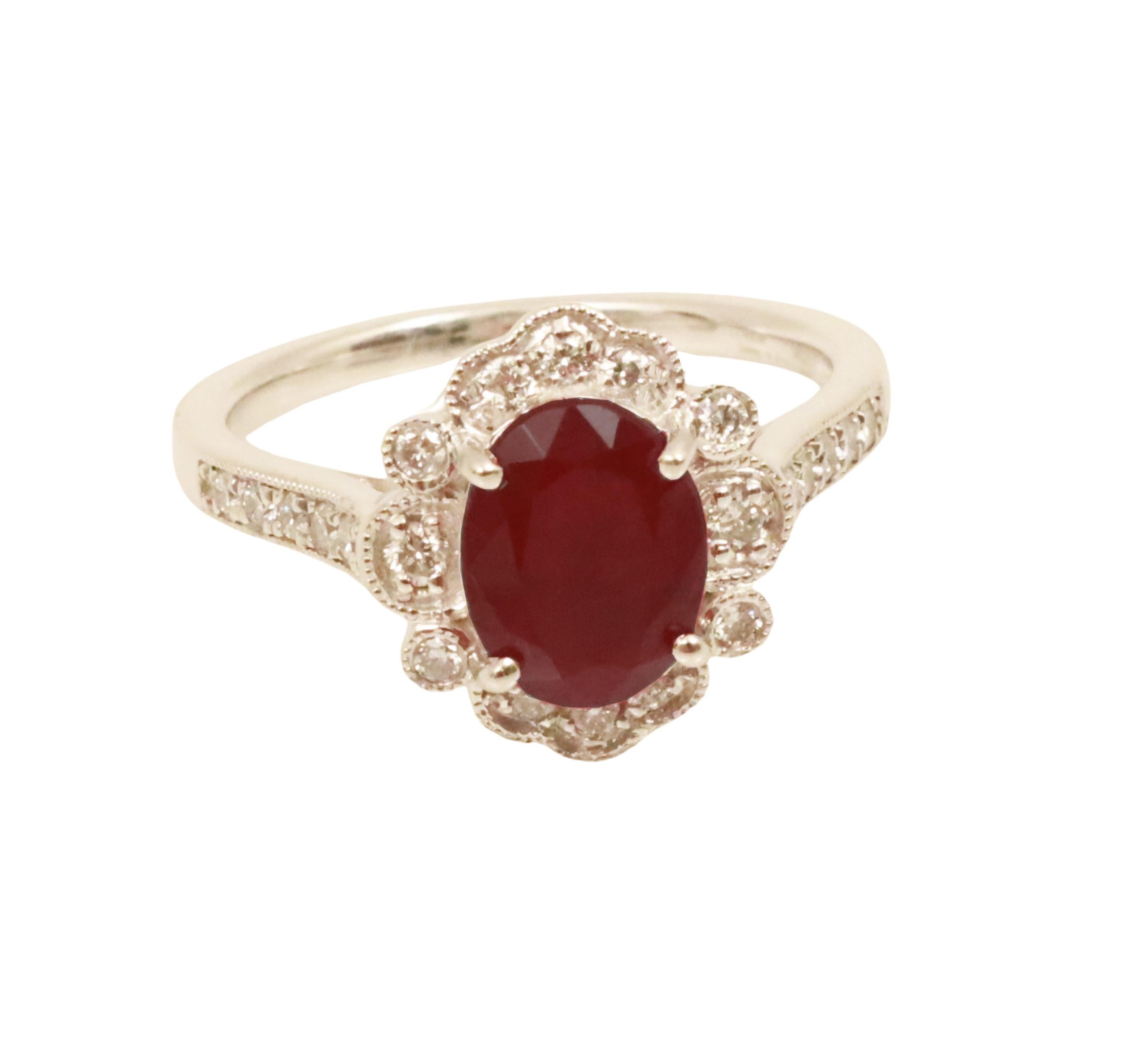 PLATINUM RUBY DIAMOND RING W GIA 2f8bb3