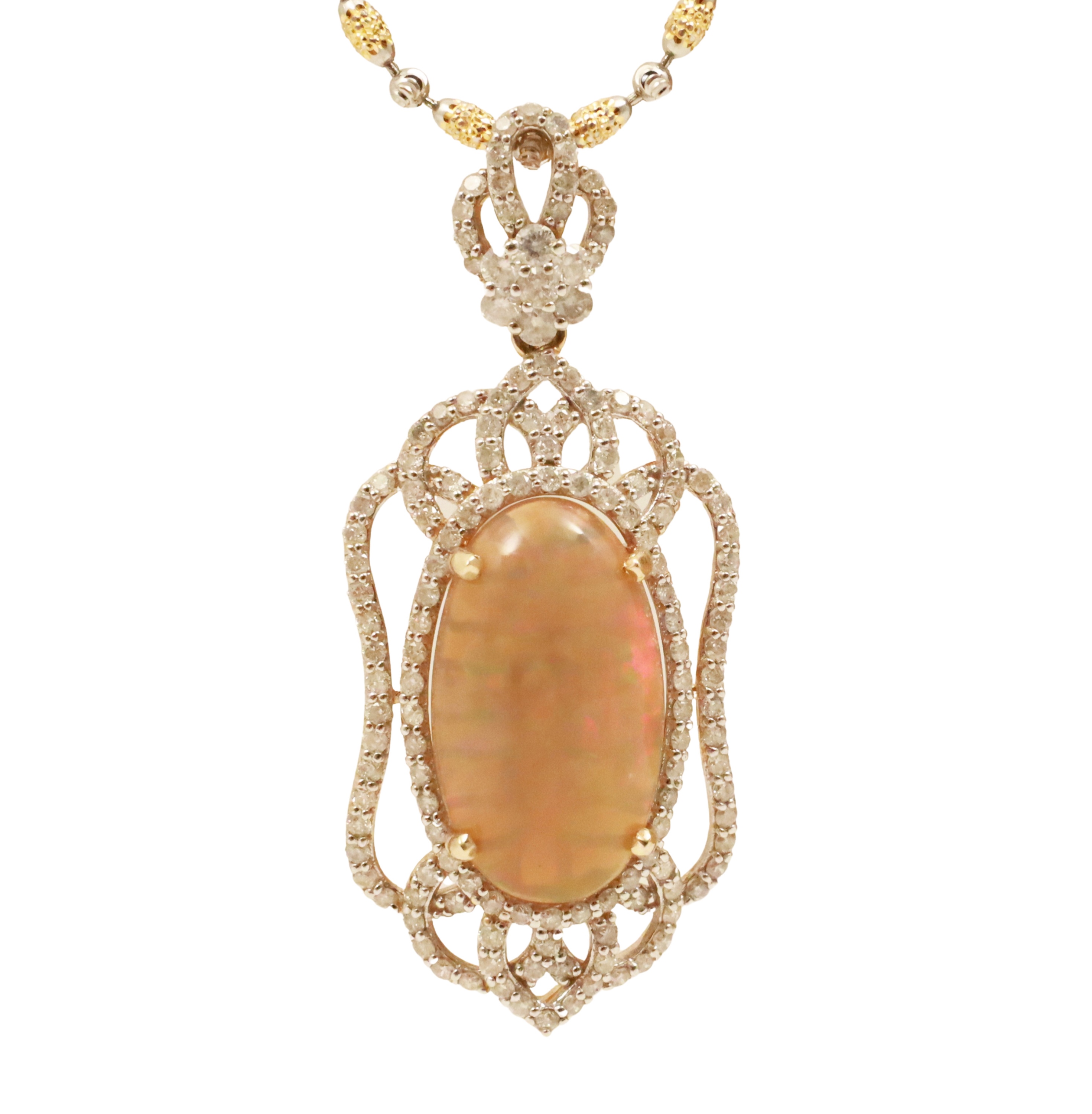 14K OPAL DIAMOND PENDANT NECKLACE 2f8bf0