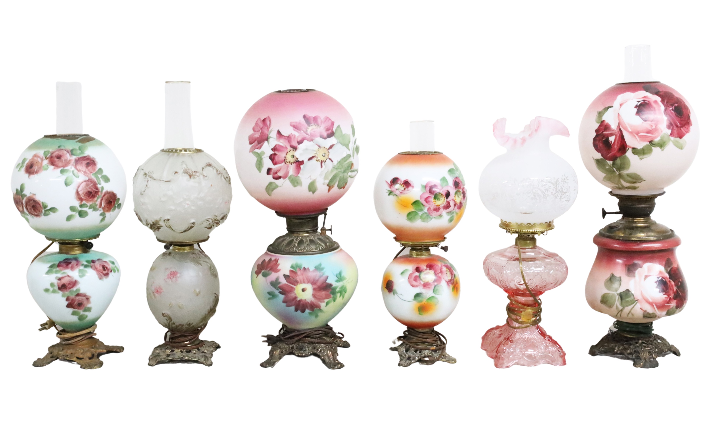 COLLECTION OF 6 AMERICAN OIL LAMPS Collection