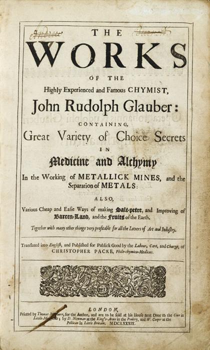 1 vol.  Glauber, John Rudolph.