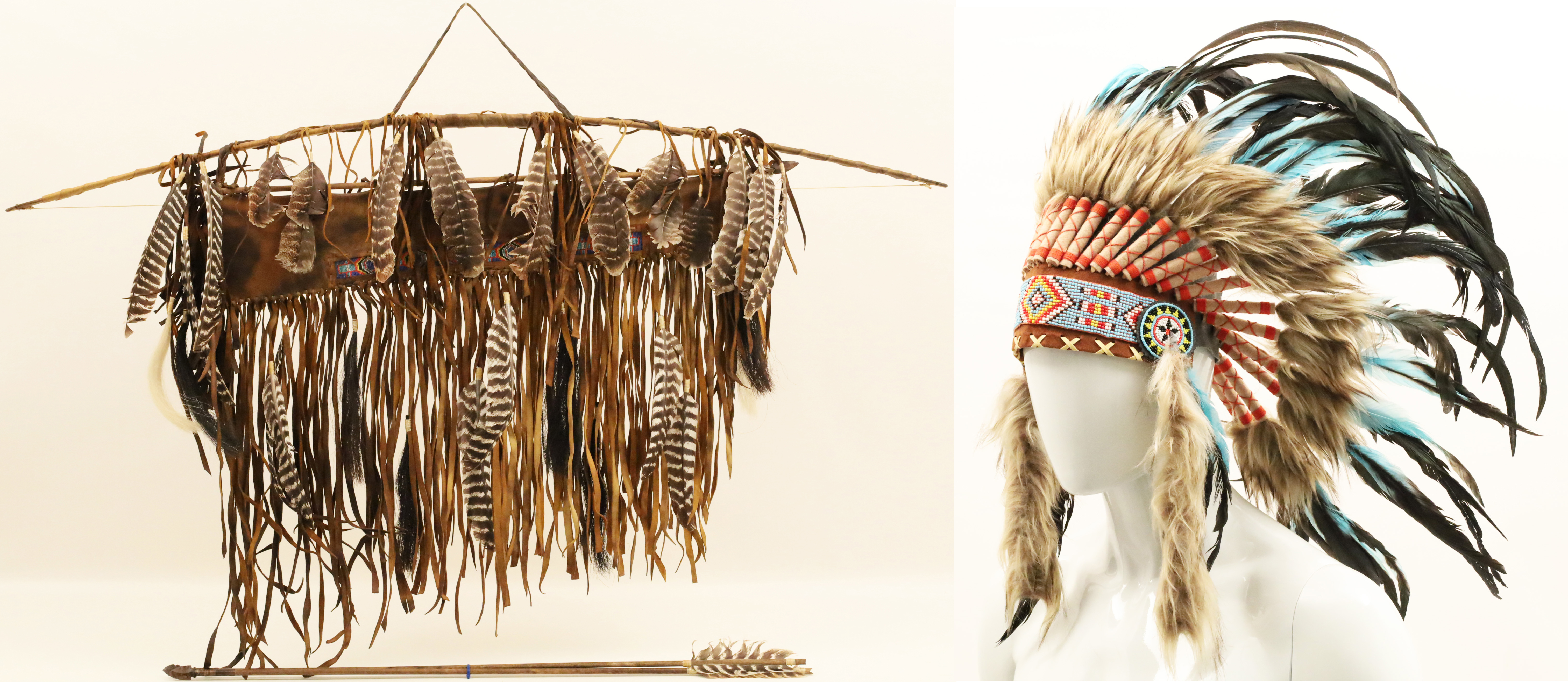 NATIVE AMERICAN HEADRESS AND BOW Decorative