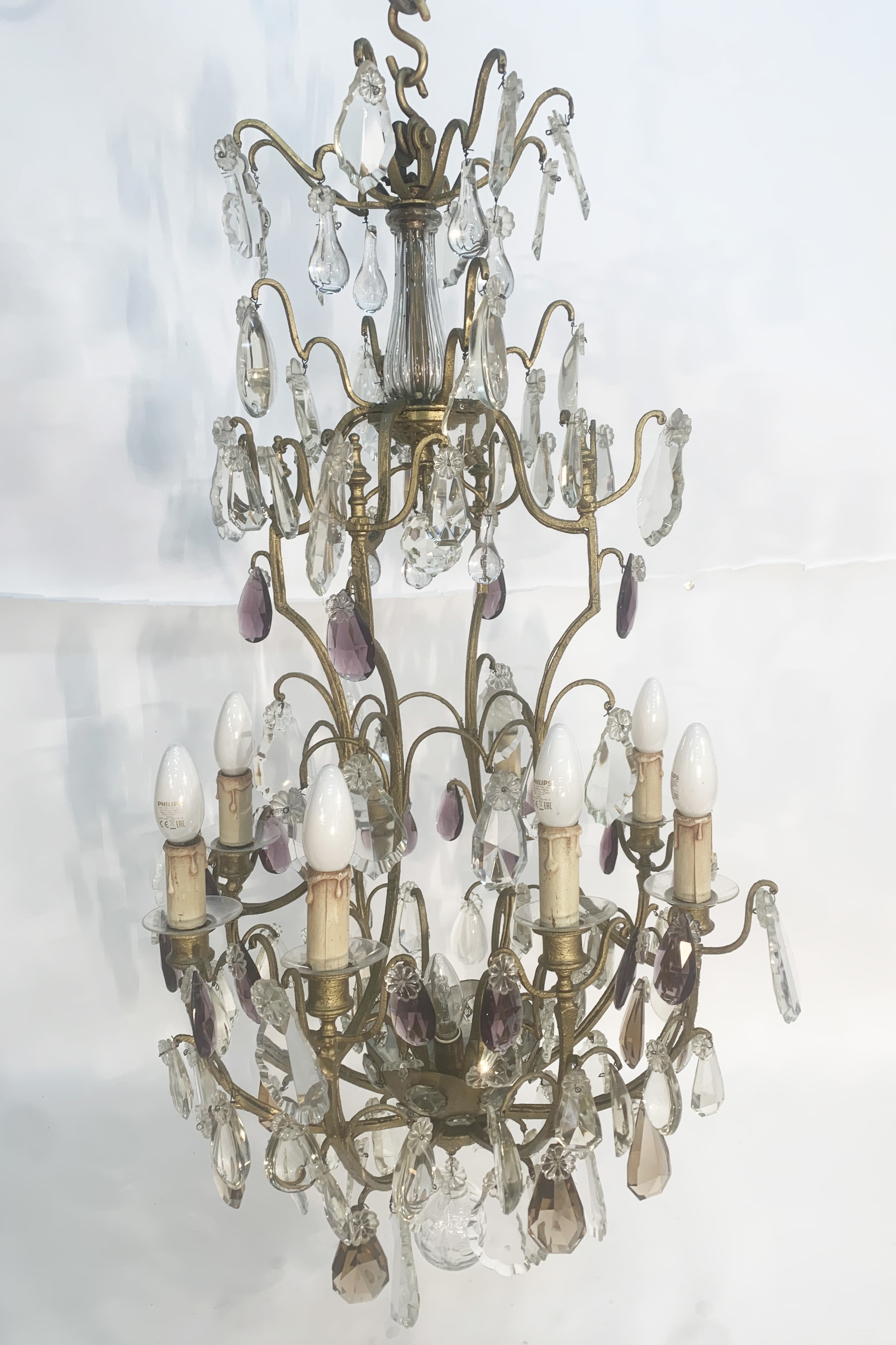 FRENCH BRONZE 6 LIGHT CHANDELIER 2f8c4a