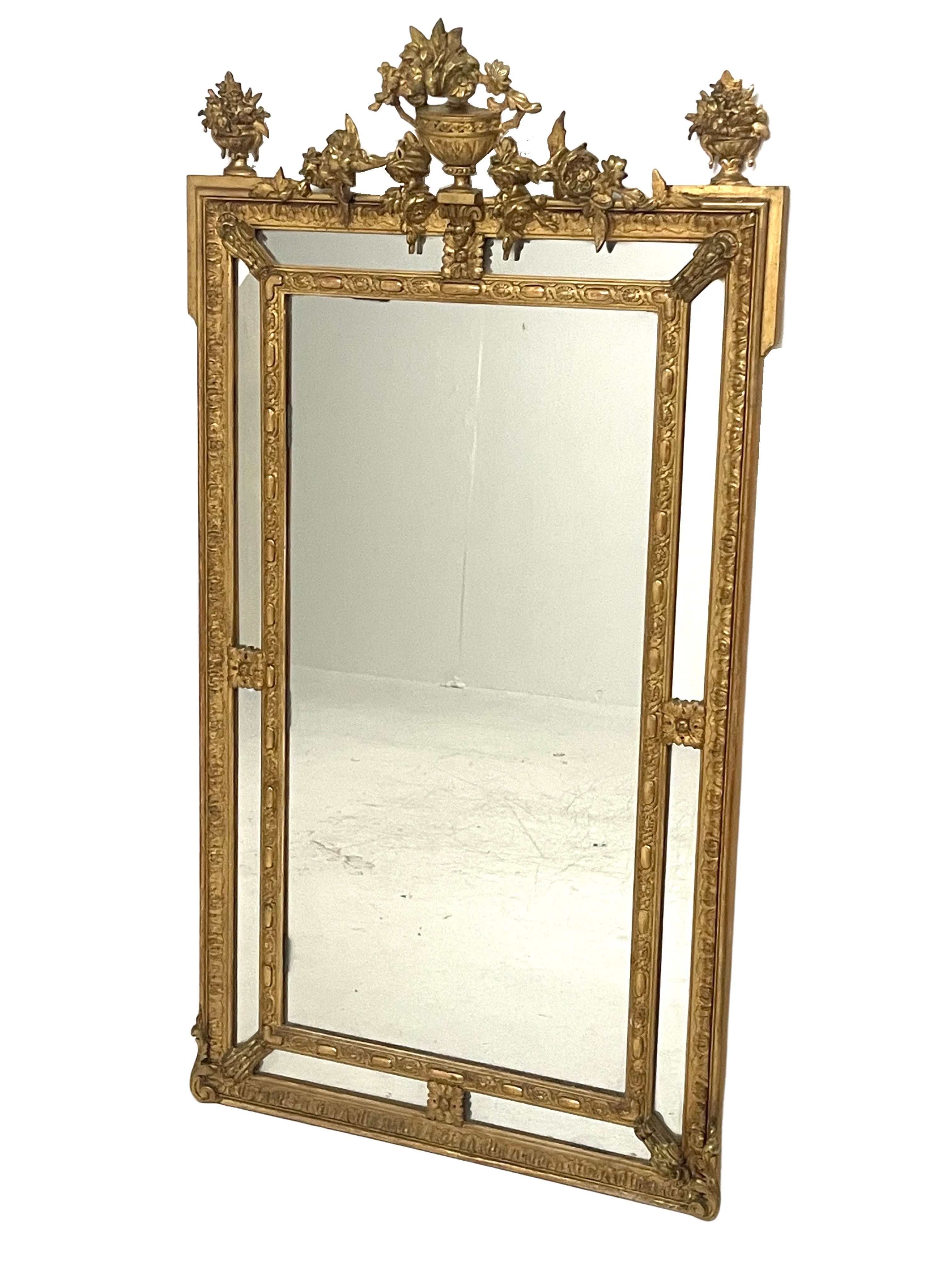 19TH C. FRENCH CARVED CUSHION MIRROR