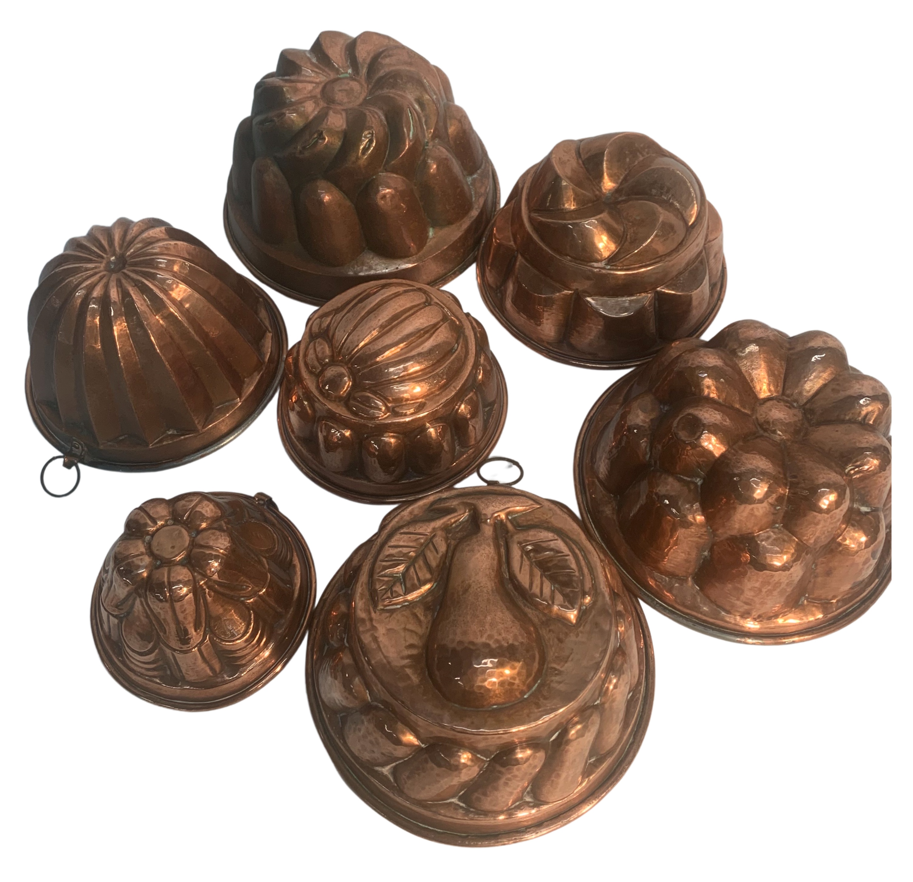 GROUP OF 6 MISC COPPER CAKE MOLDS 2f8c5f