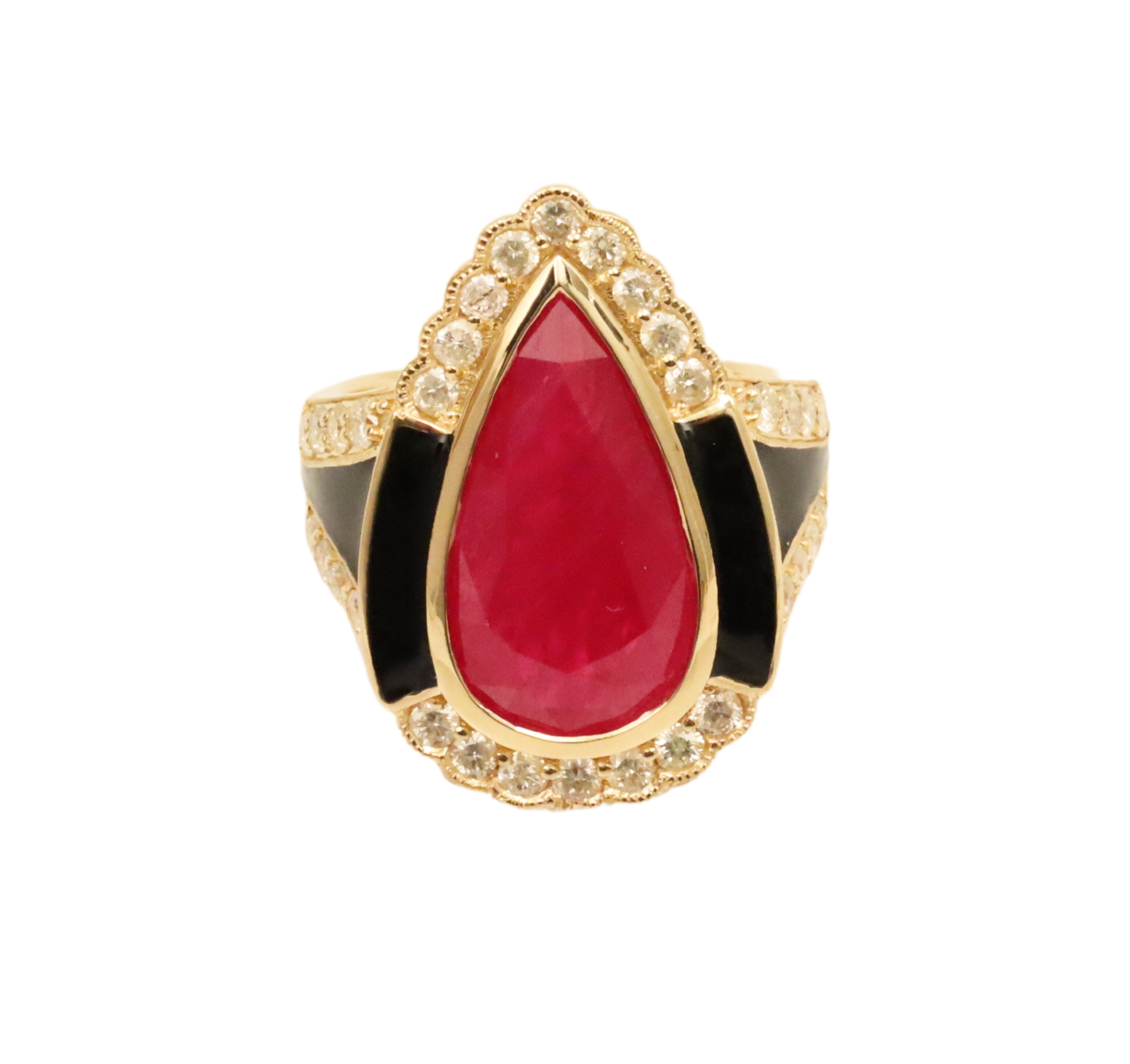 18K RUBY & DIAMONDS RING W/GIA