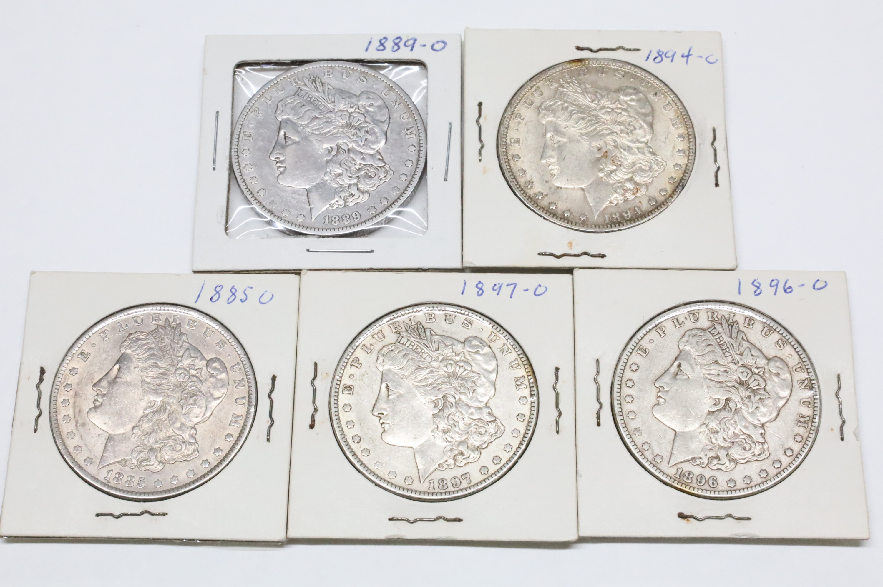 5 HIGH GRADE PRE-1900 MORGAN SILVER