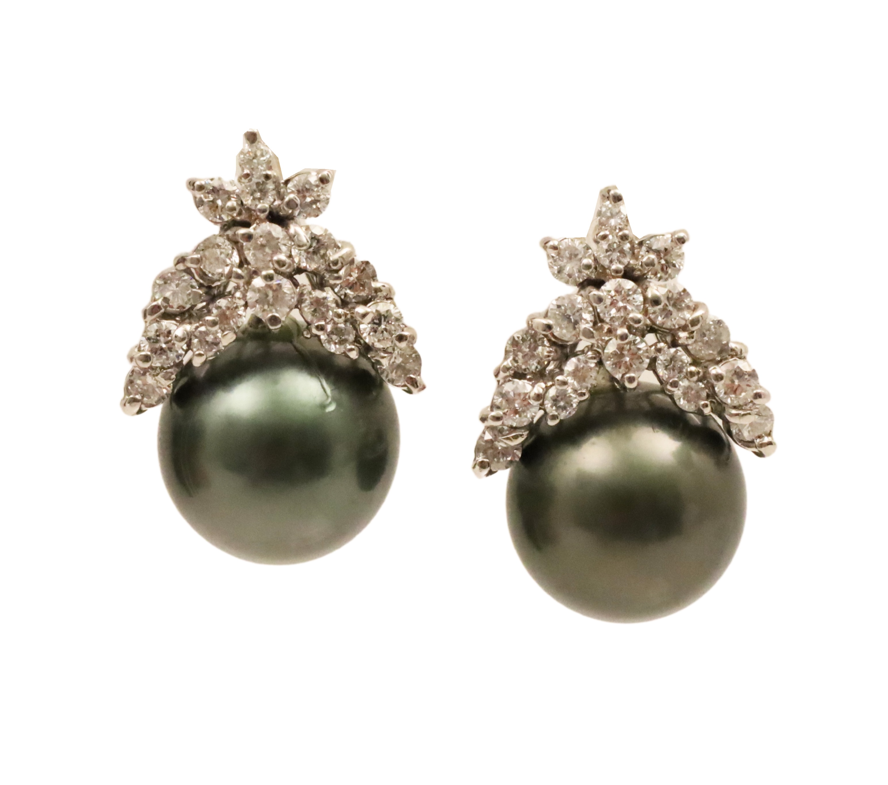 14K TAHITIAN PEARL DIAMOND EARRINGS 2f8cbb