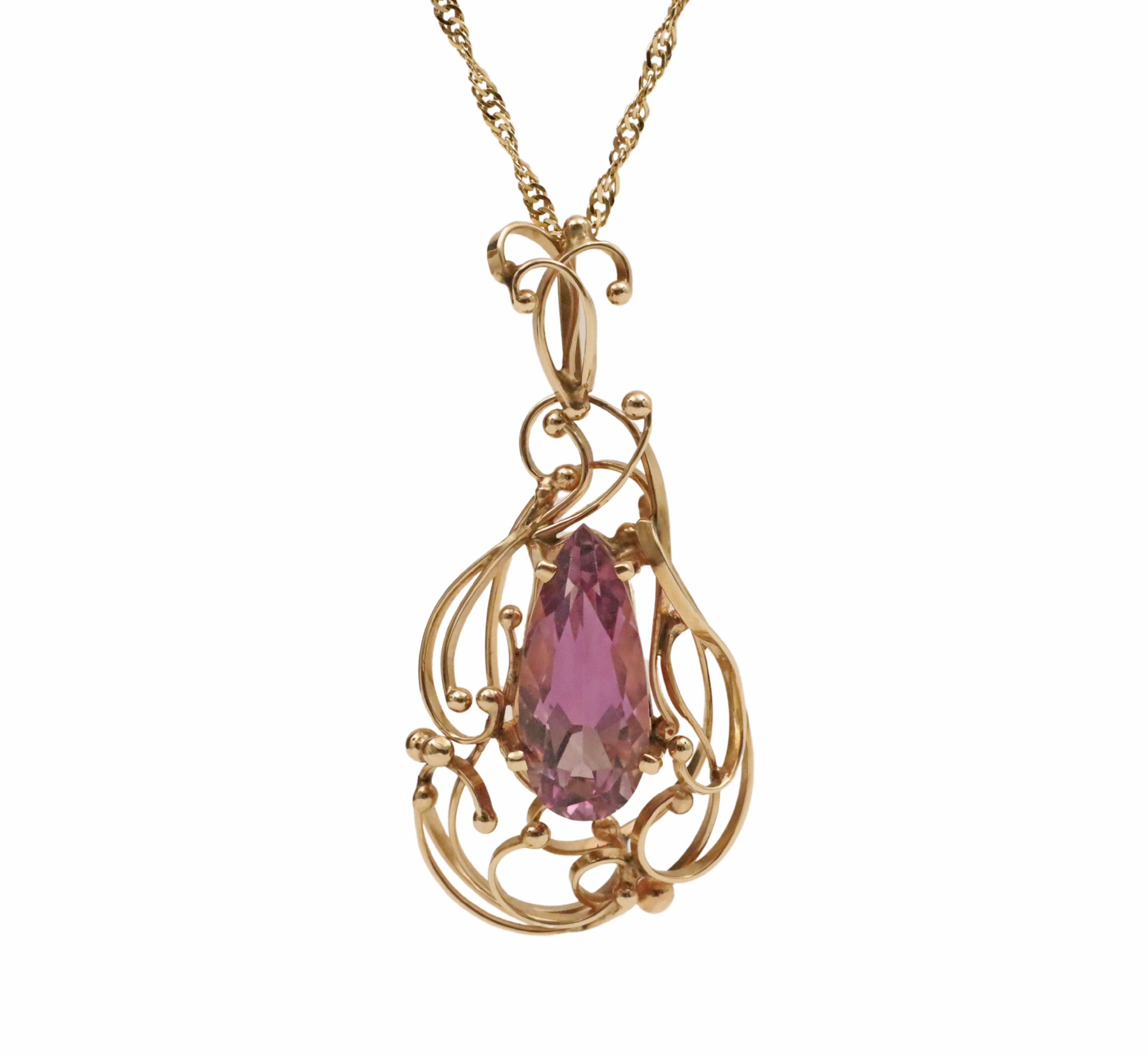 14K YELLOW GOLD AMETHYST PENDANT 2f8cd3