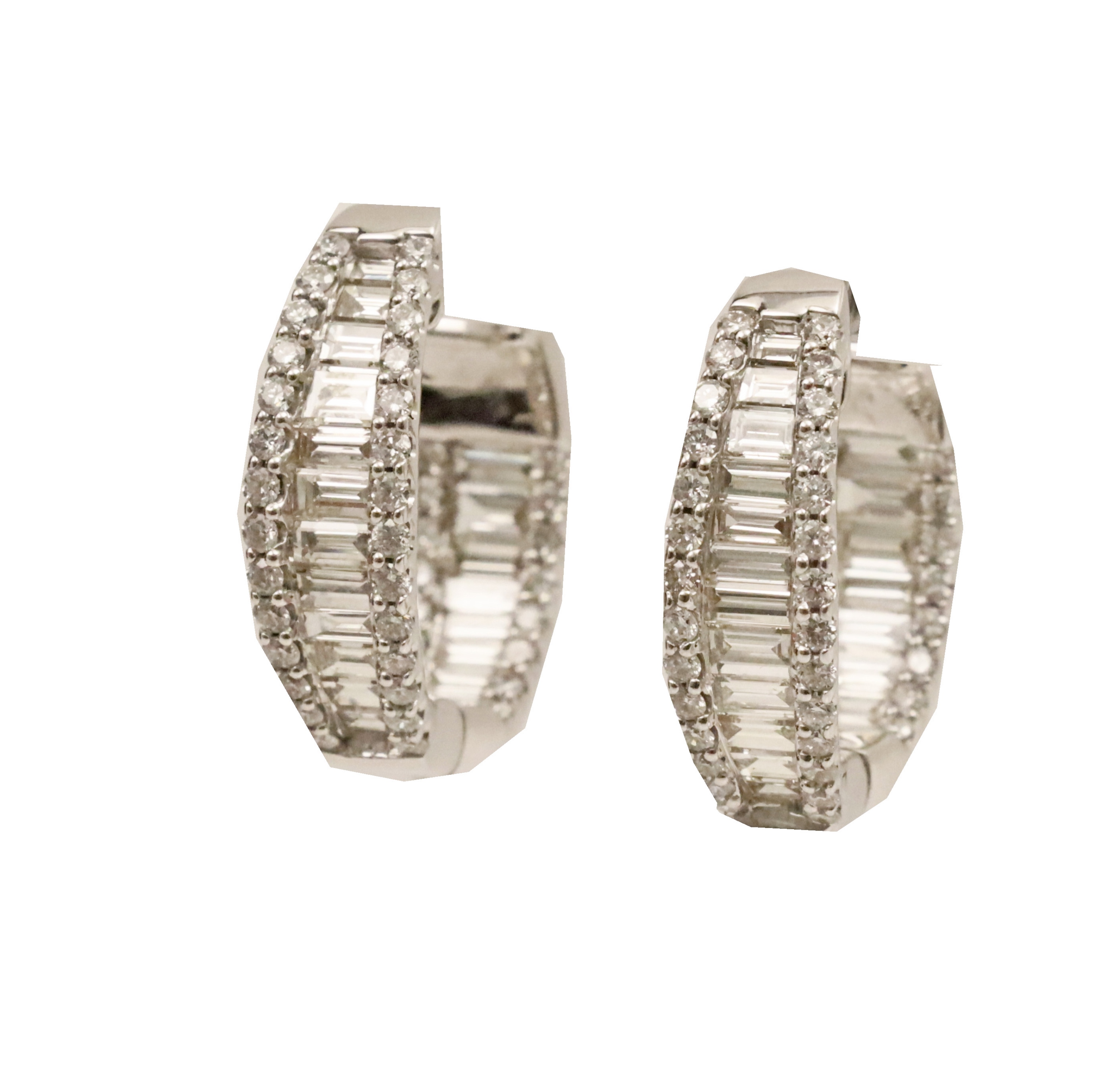 PR. 14K DIAMOND HOOP EARRINGS Pair