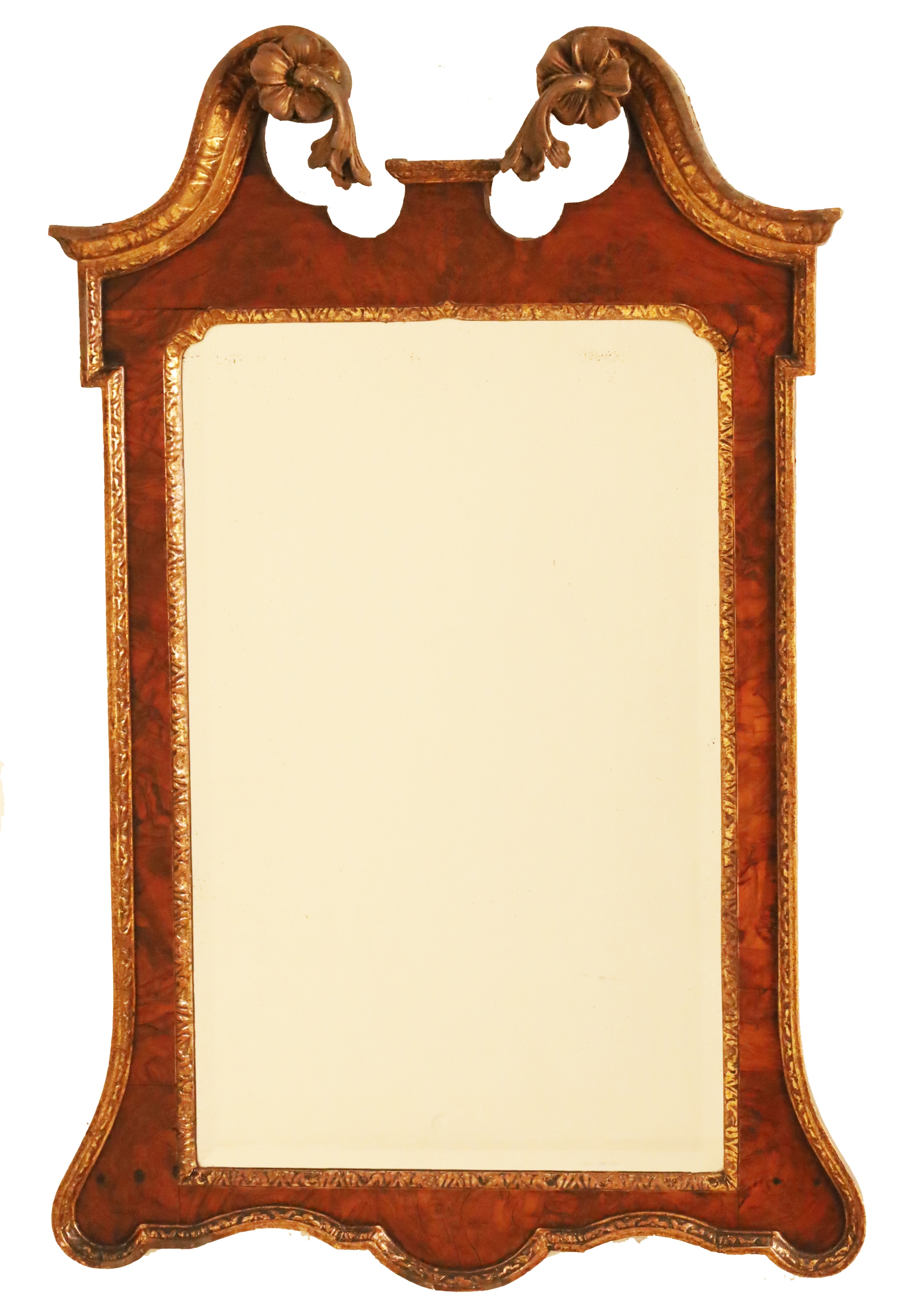 GEORGIAN GILT AND WALNUT MIRROR