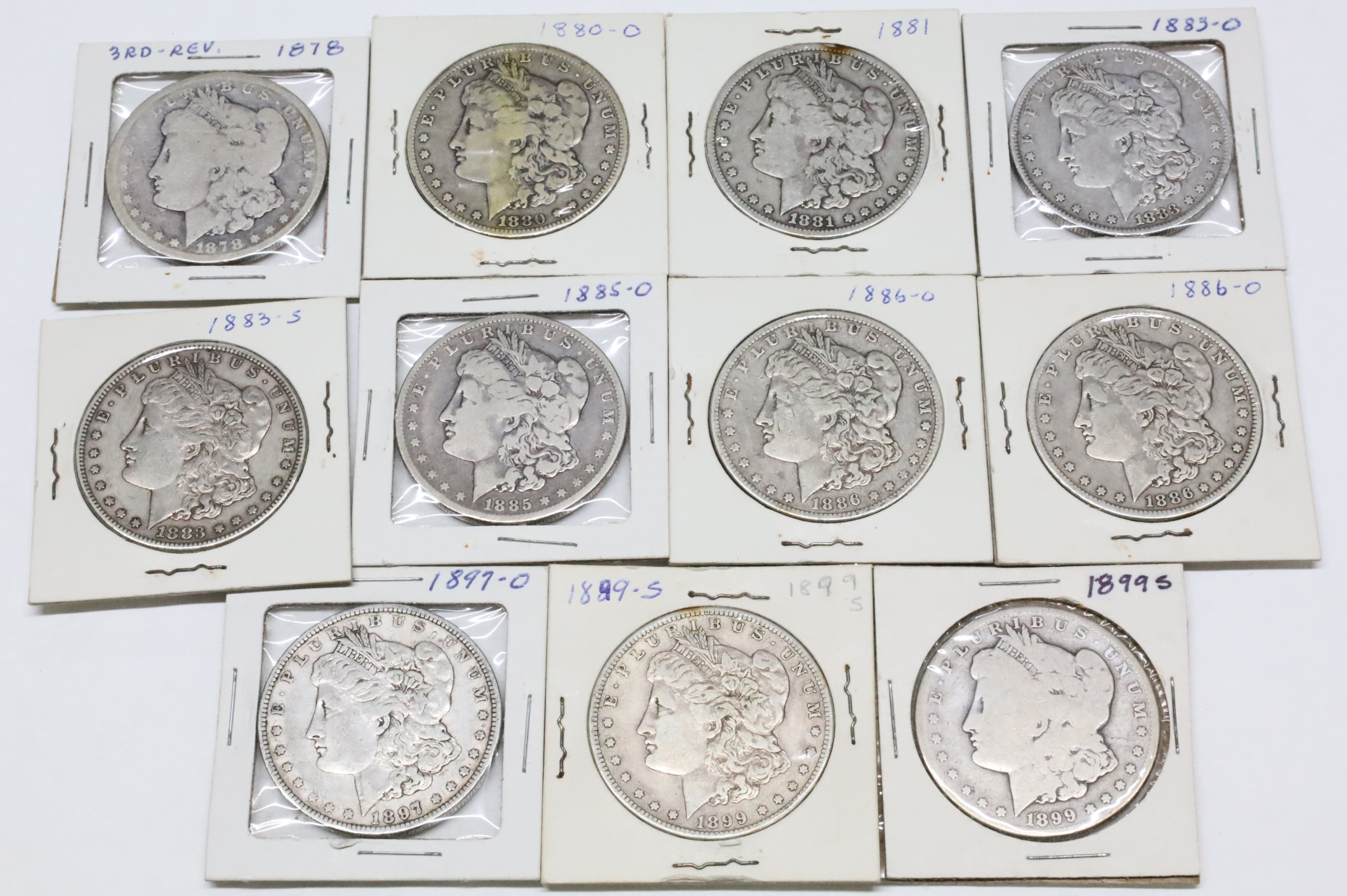 11 PRE-1900 AMERICAN MORGAN SILVER