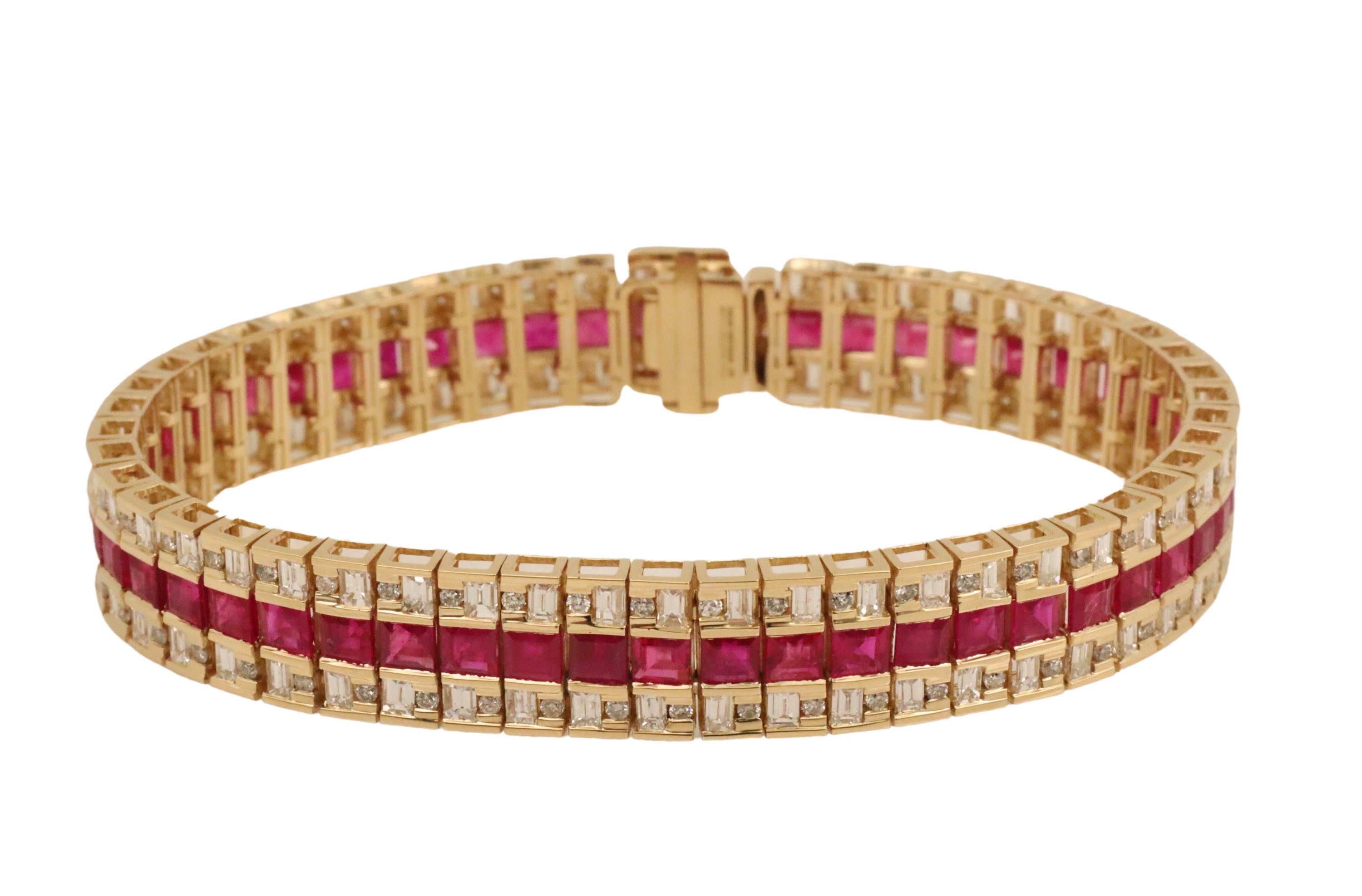 18K YG RUBY DIAMOND BRACELET  2f8d3f