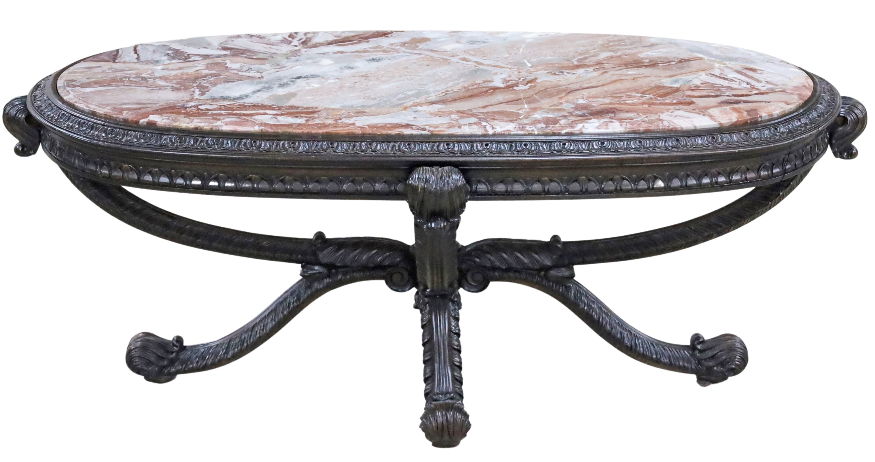 FRENCH MARBLE TOP LOW TABLE Elaborately