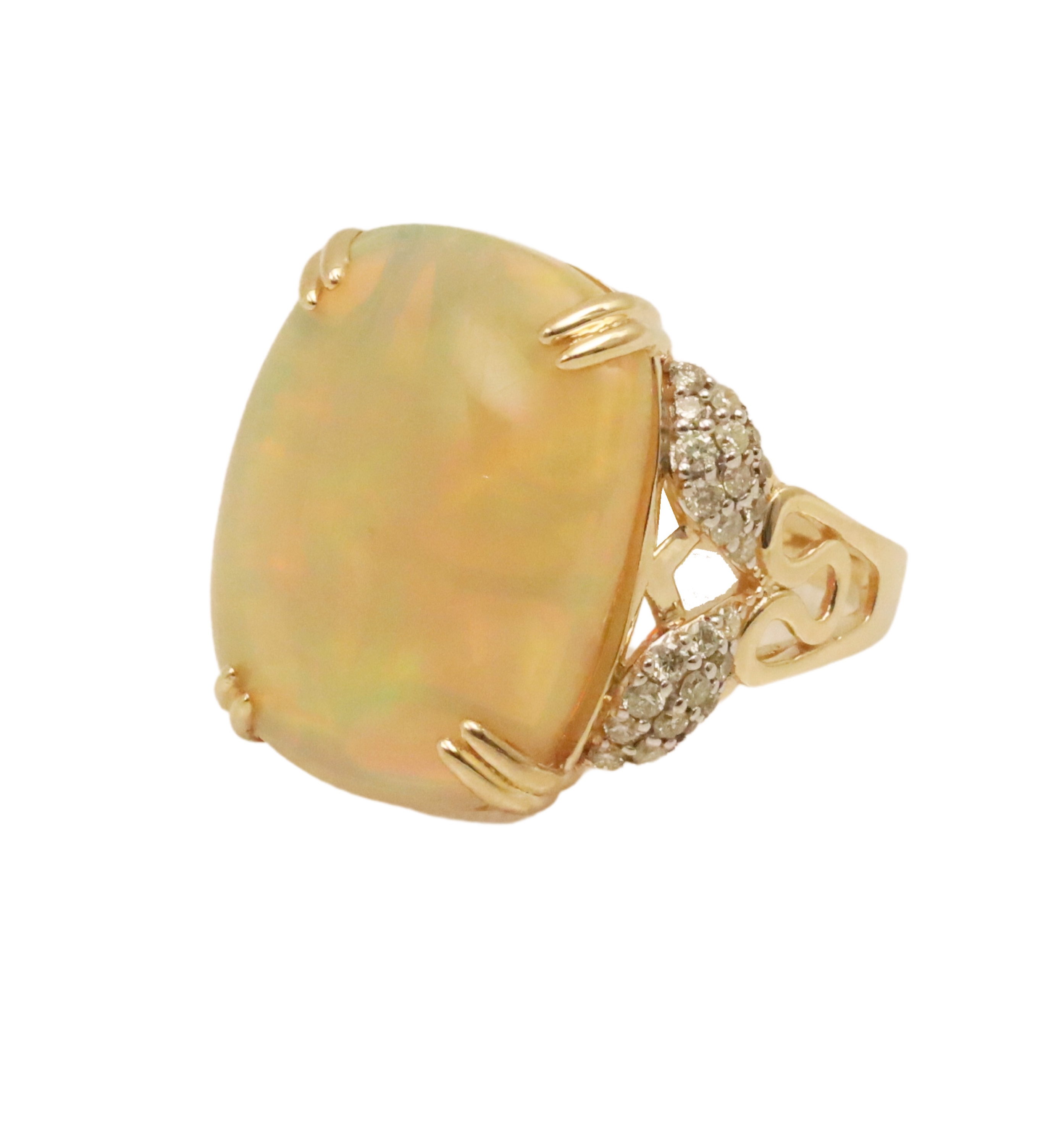 14K OPAL & DIAMOND RING 14K yellow