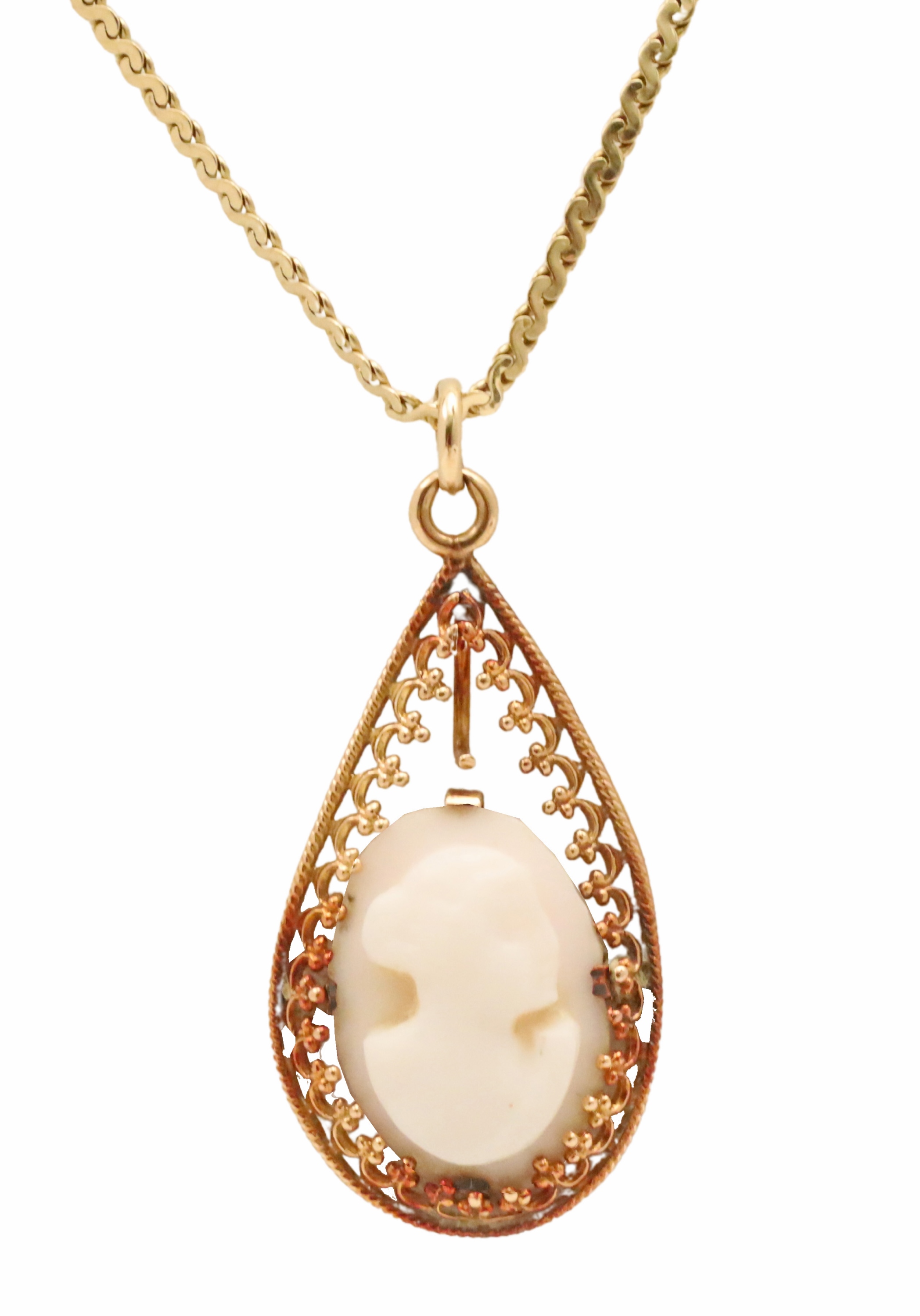 14K 18 YG CHAIN W CAMEO PENDANT 2f8de2