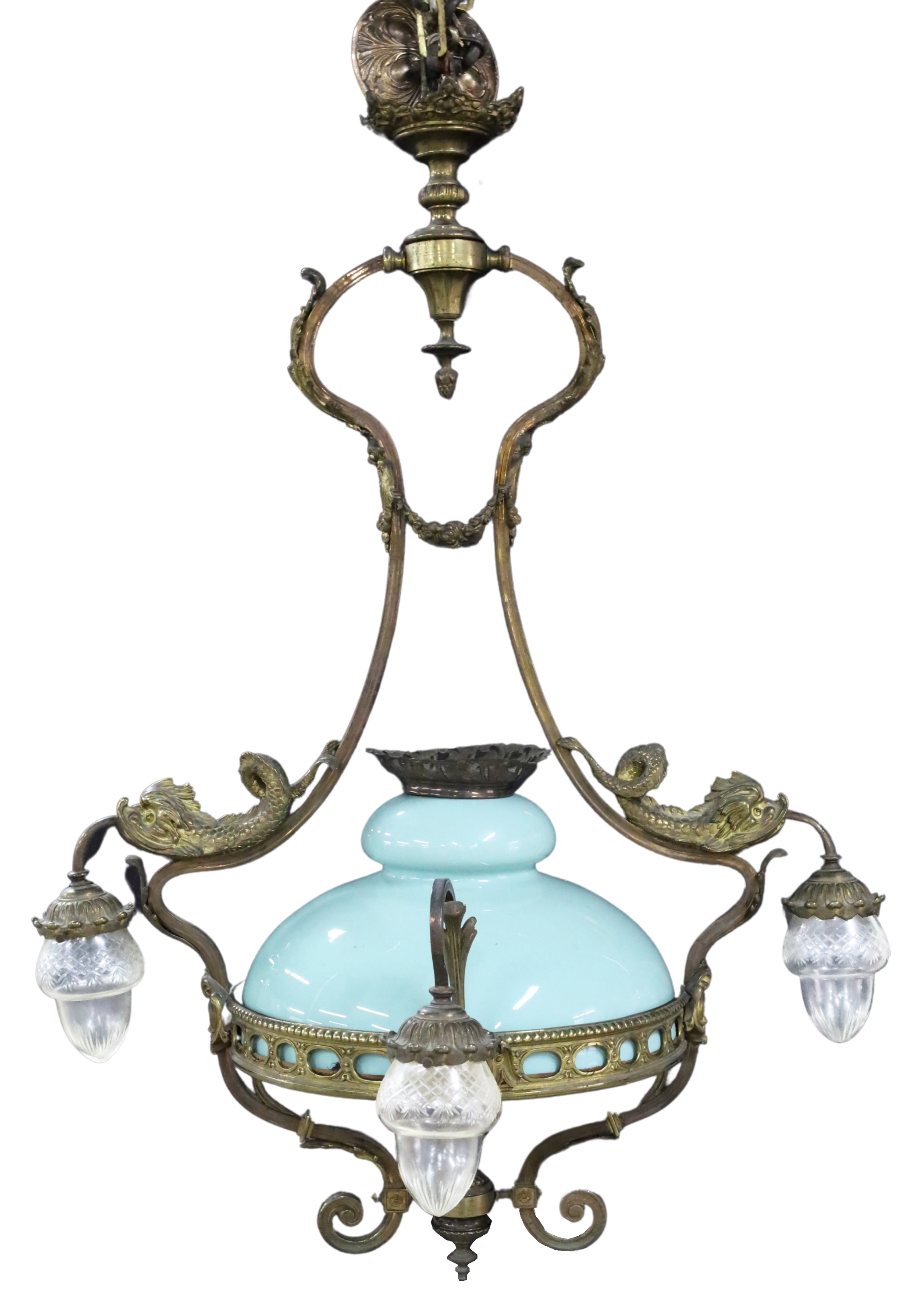 ANTIQUE FRENCH BRONZE 5 LIGHT CHANDELIER 2f8de9