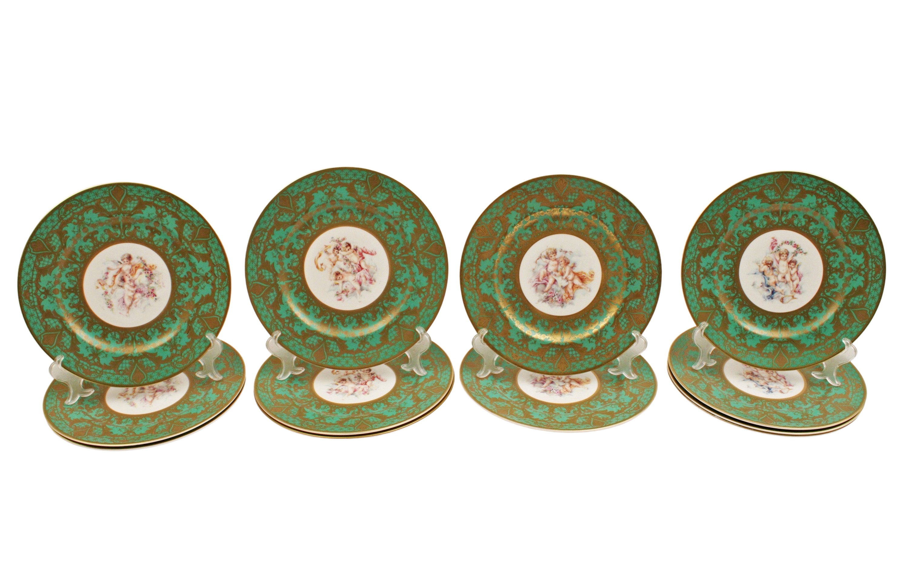 SET OF 12 SEVRES TYPE PORCELAIN DINNER