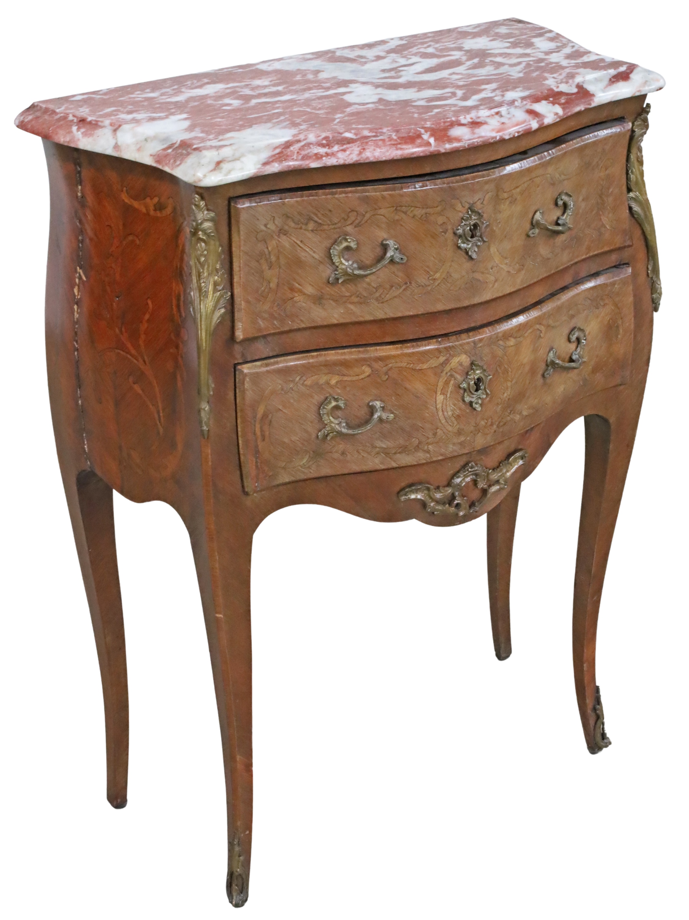 LOUIS XV STYLE MARBLE TOP BEDSIDE 2f8e22