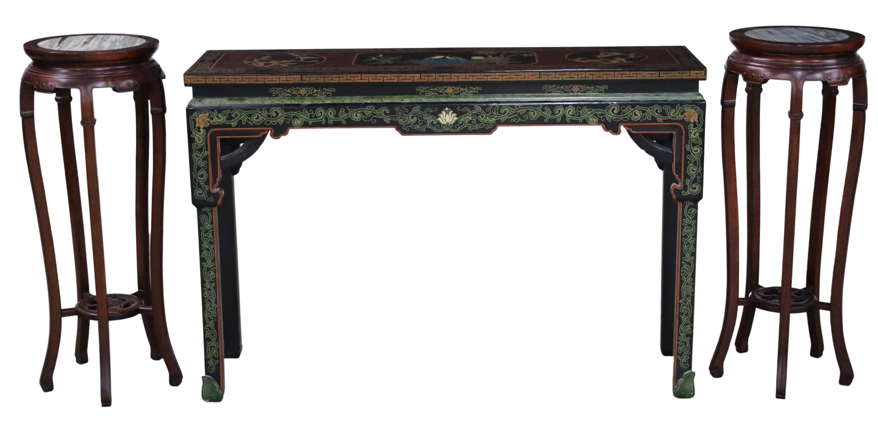 ORIENTAL LACQUER CONSOLE AND 2 2f8e70