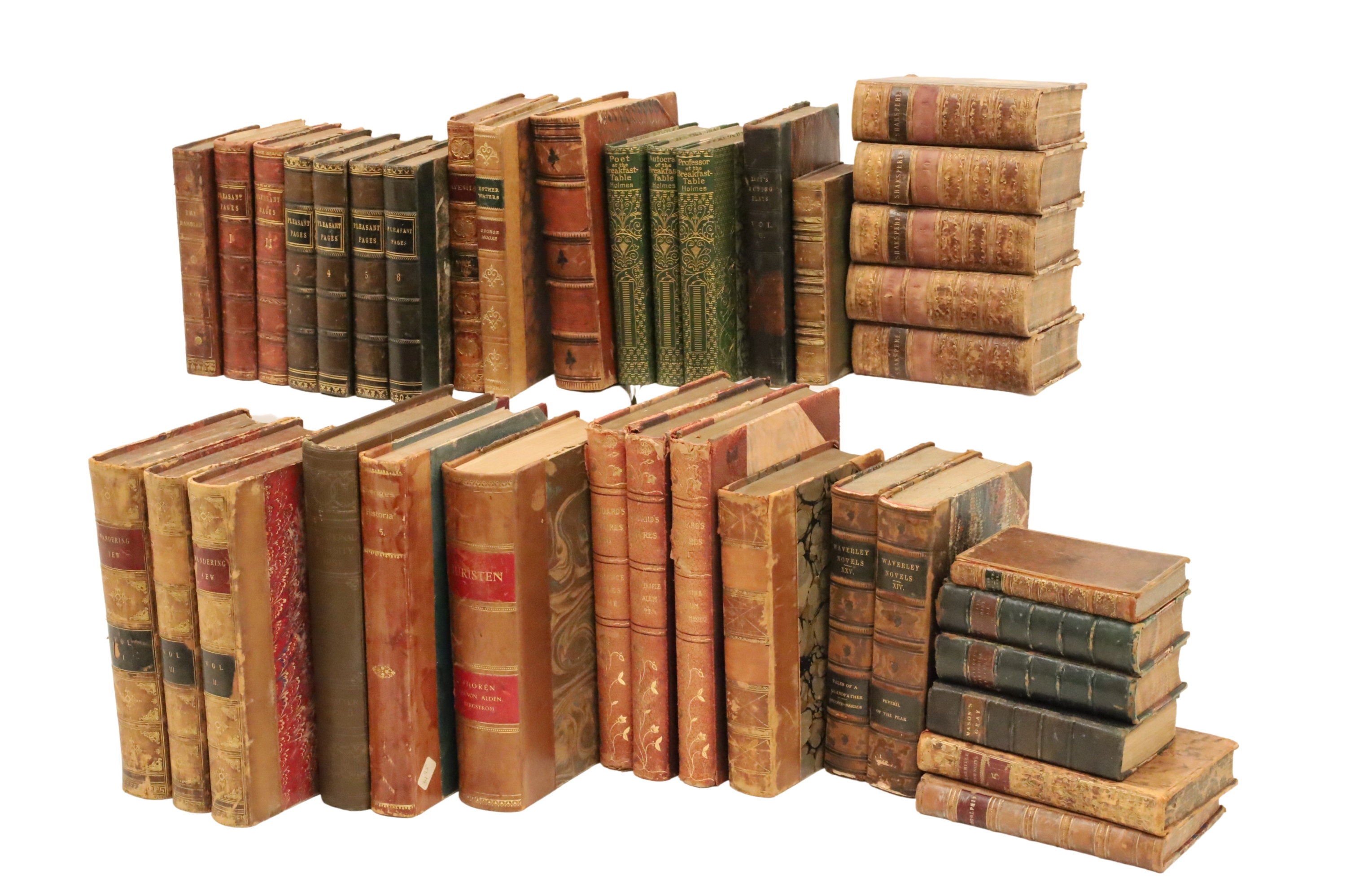 38 FINE LEATHER BOUND ANTIQUE BOOKS