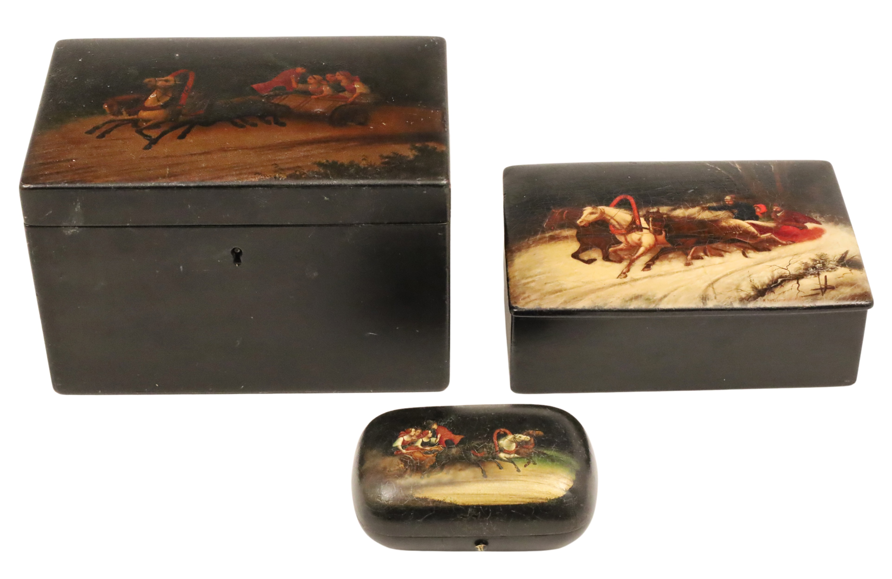 3 RUSSIAN LACQUER TROIKA SCENE 2f8e7c