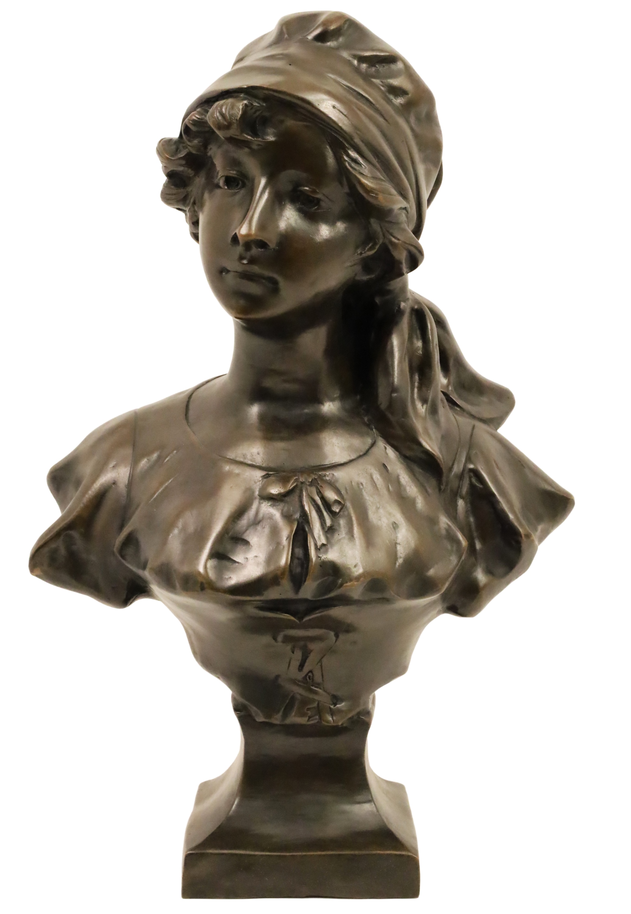 BRONZE BUST OF PROVINCIAL YOUNG BEAUTY