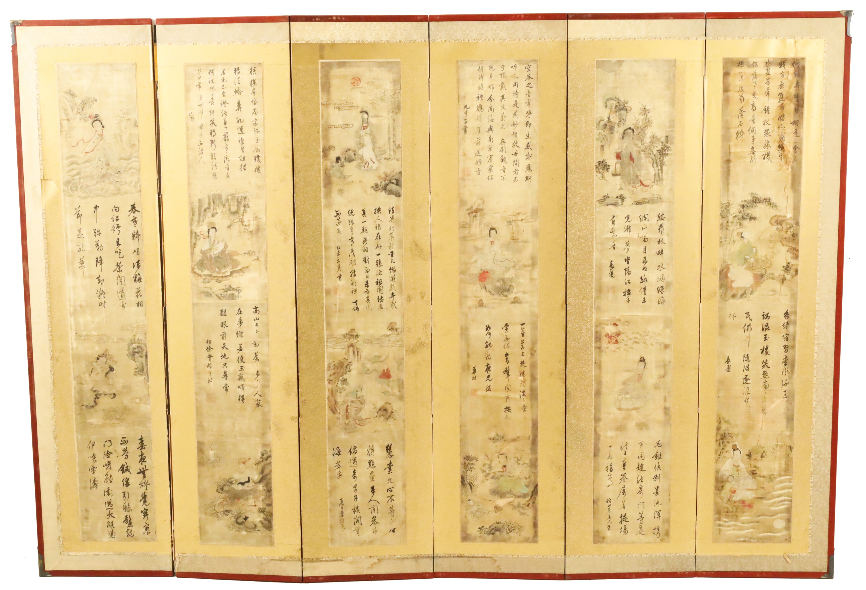 6 PANEL CHINESE PAINTING ON SILK,