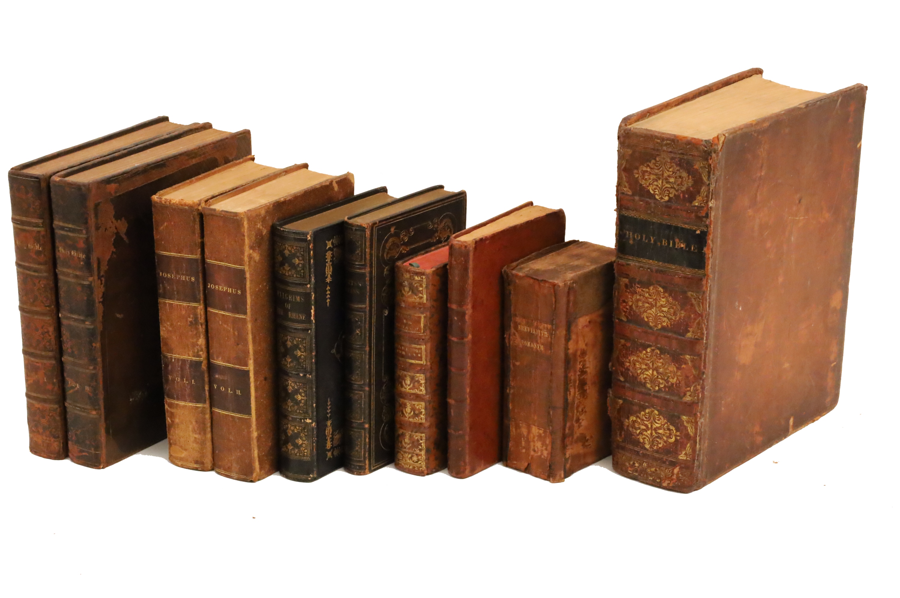 10 ANTIQUE LEATHER BOUND BOOKS 2f8f32