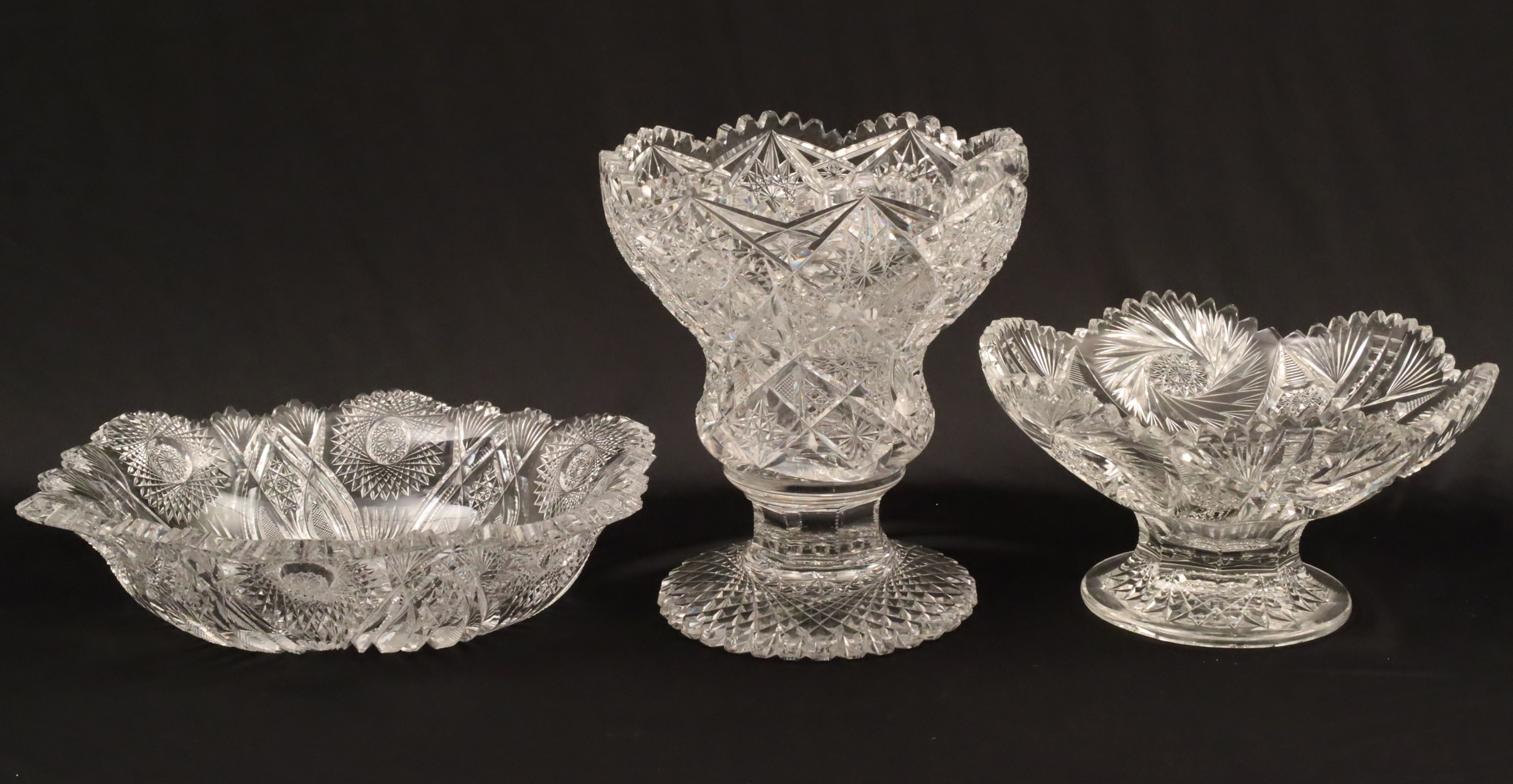 3 PCS OF AMERICAN BRILLIANT CUT CRYSTAL