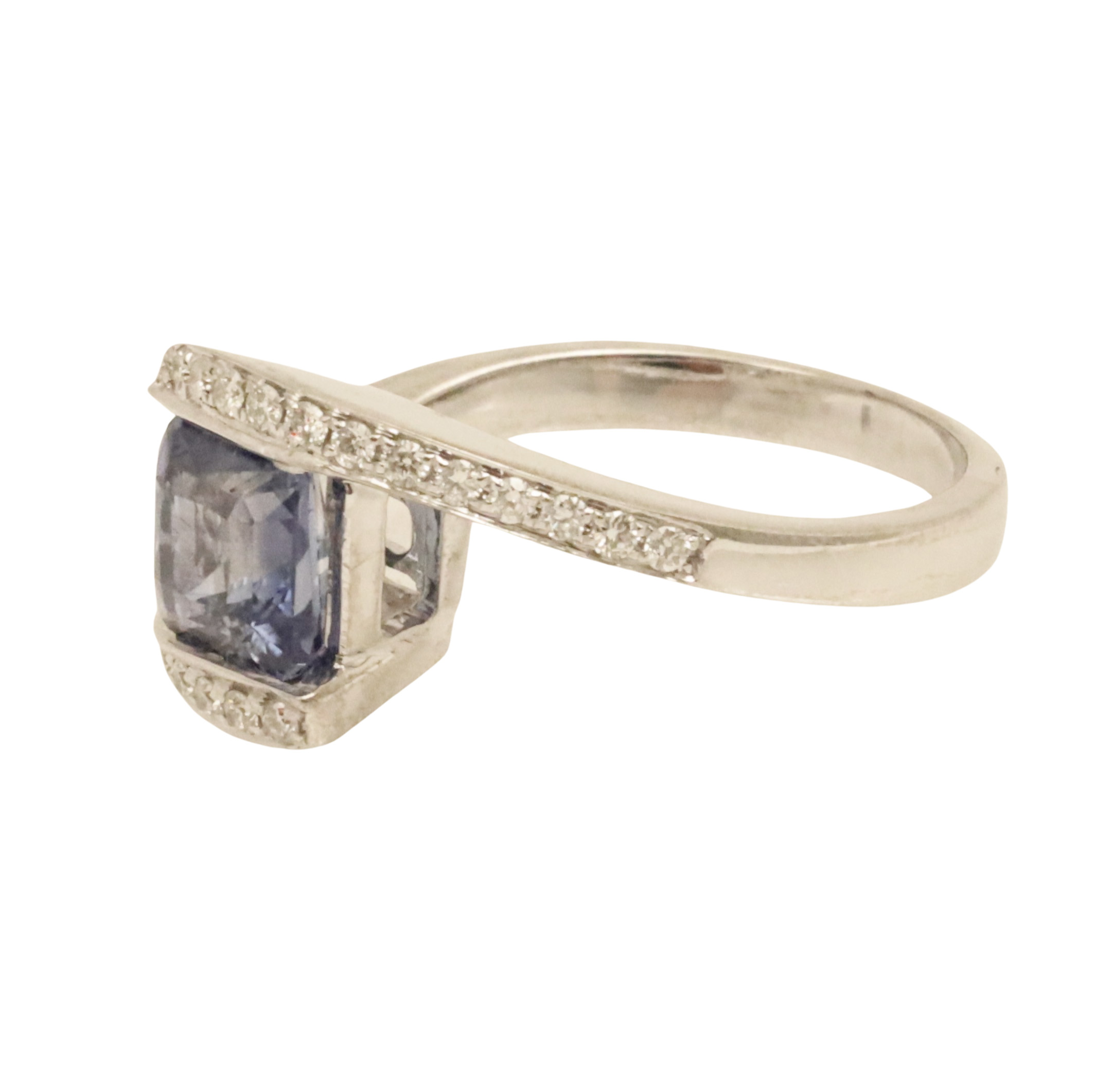 14K SAPPHIRE & DIAMOND RING W/GIA