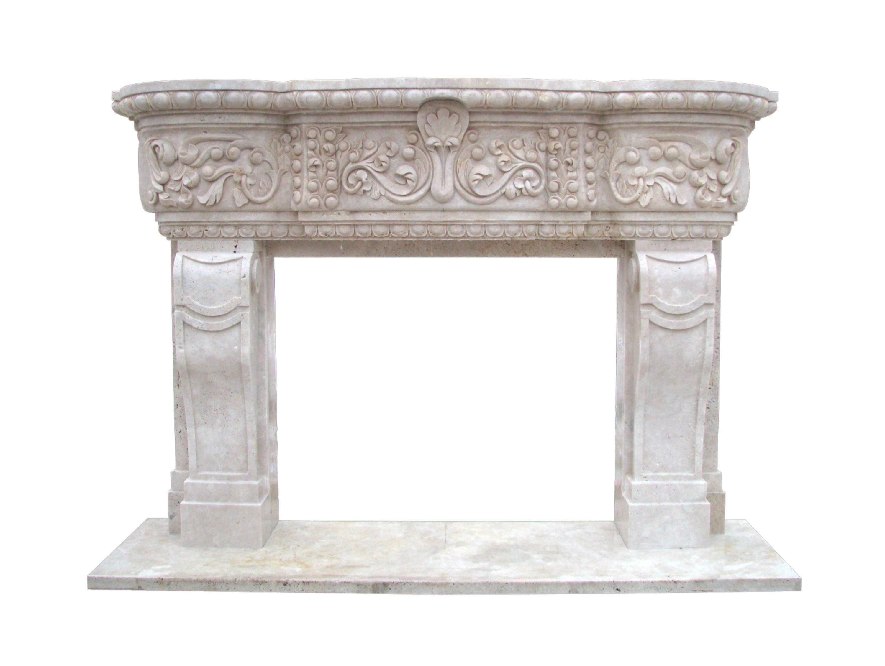 MAGNIFICENT CARVED TRAVERTINE MANTLE 2f8fd8