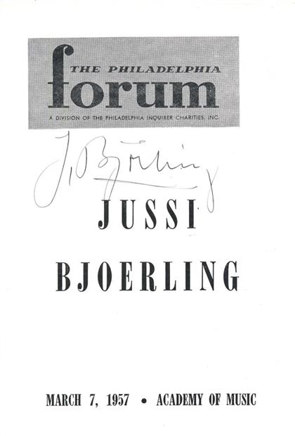 3 pieces.  Programs Signed. Bjoerling,