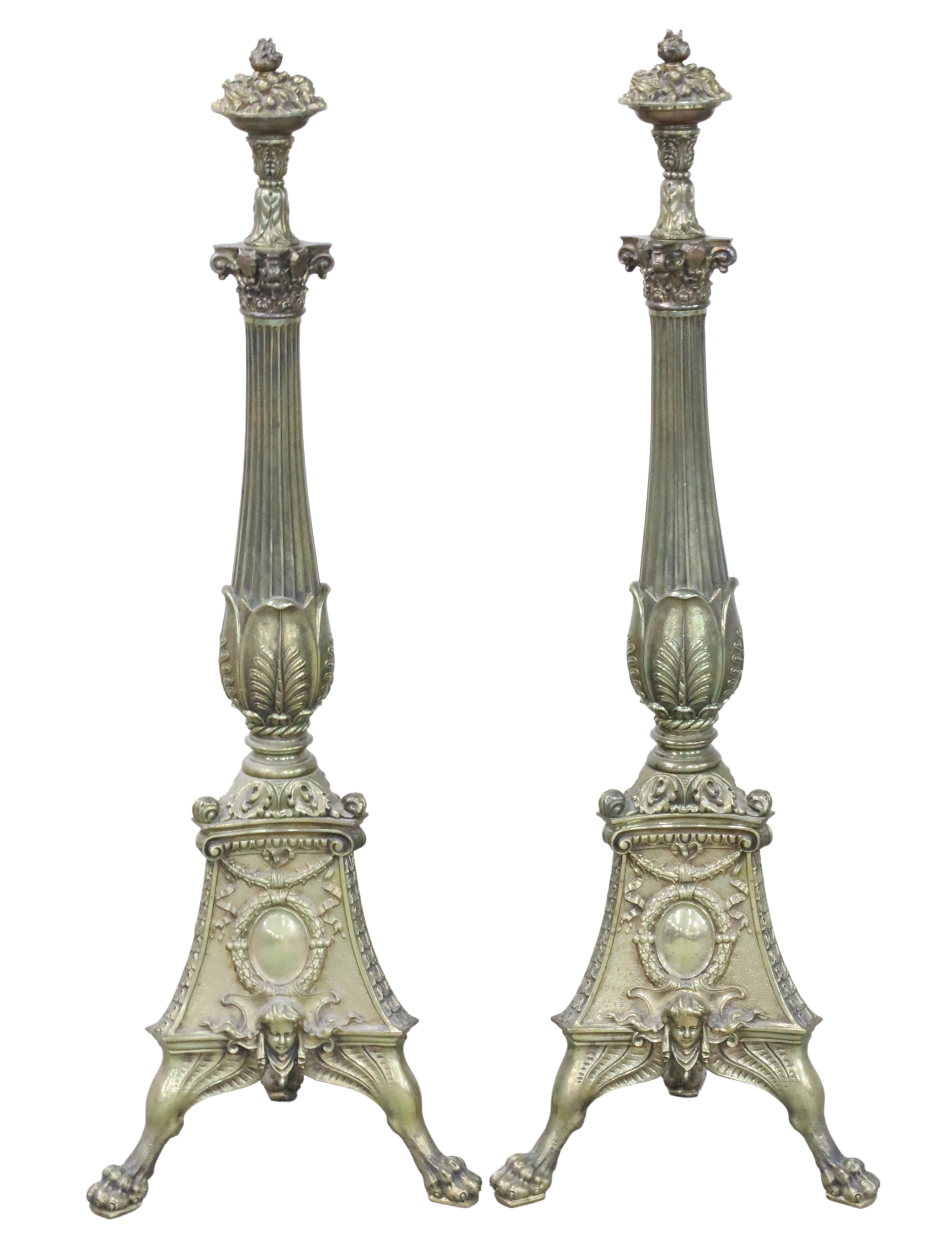 PR OF POLISHED BRONZE ANDIRONS Pair