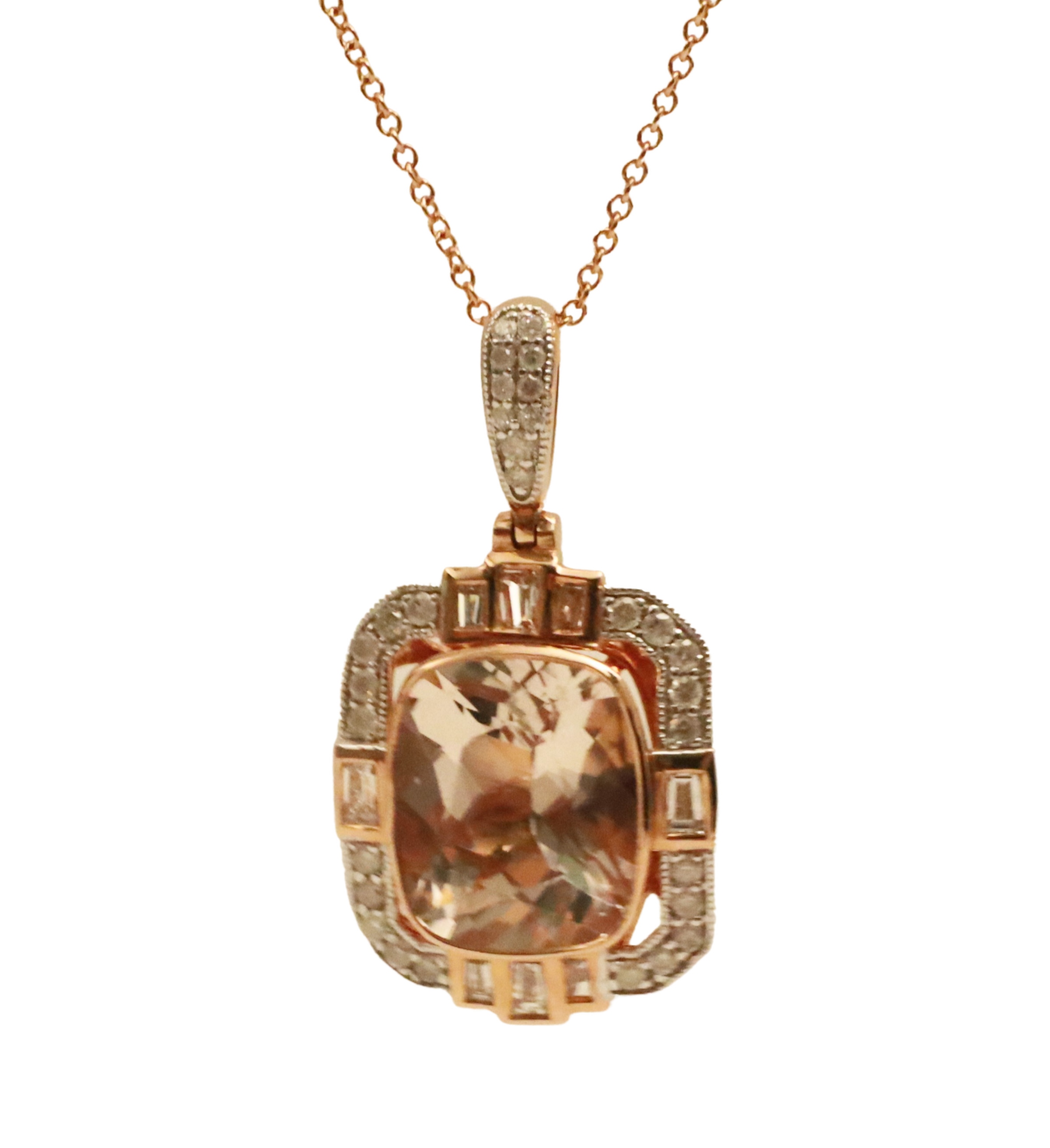 14K MORGANITE DIAMOND PENDANT 2f90e8