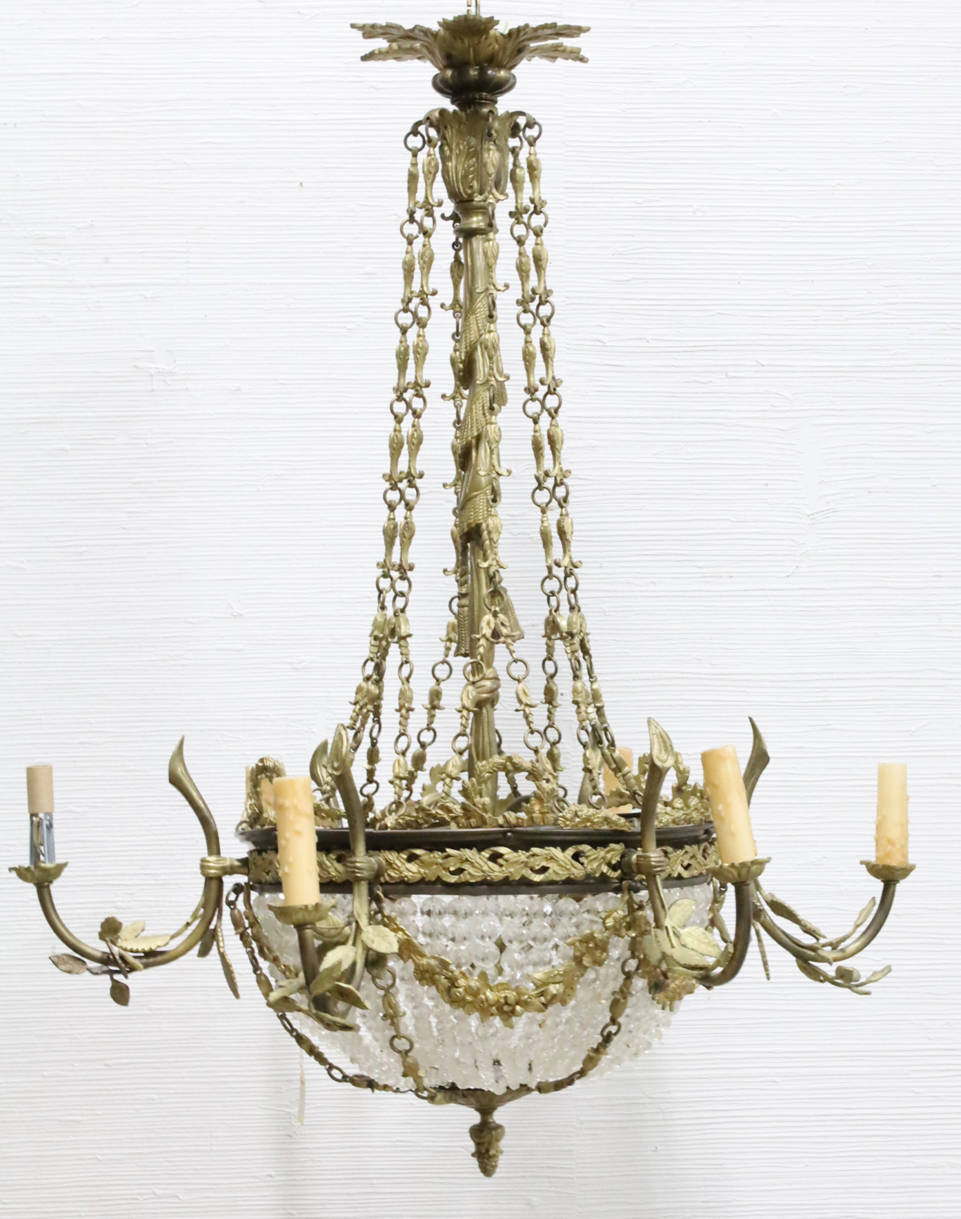 FRENCH BRONZE & CRYSTAL CHANDELIER