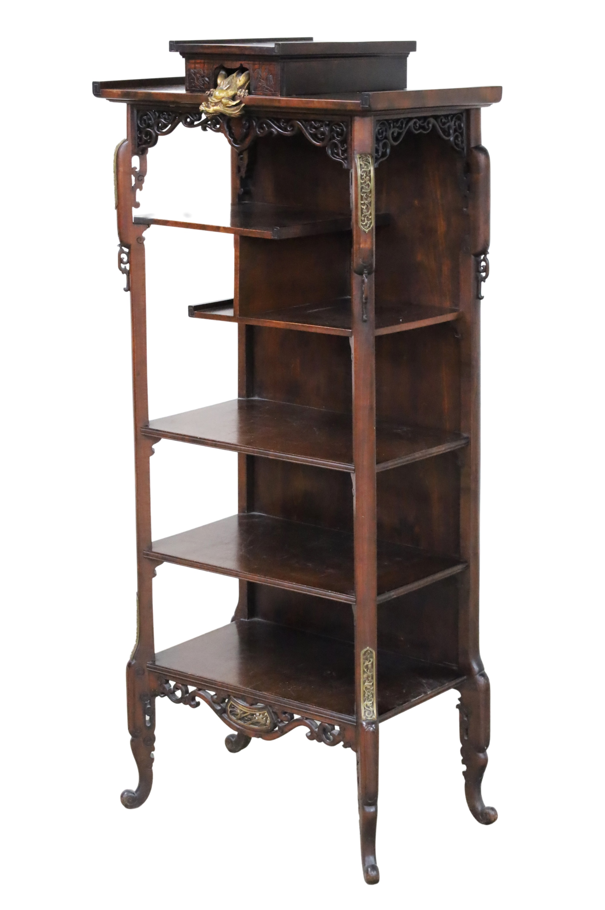 CHINESE ROSEWOOD ETAGERE WITH DRAGON