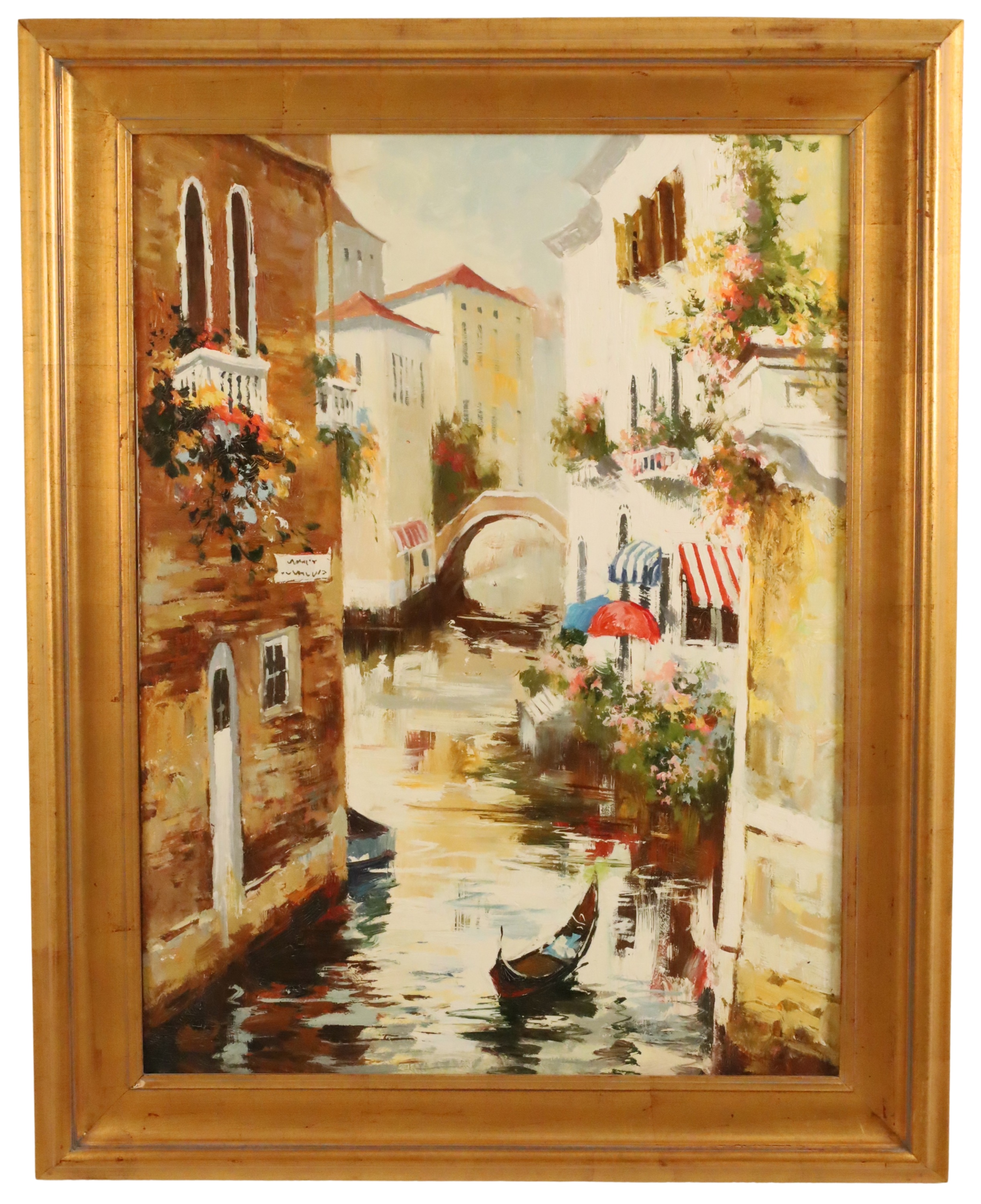 OIL ON CANVAS CANAL SCENE PAINTING 2f9193