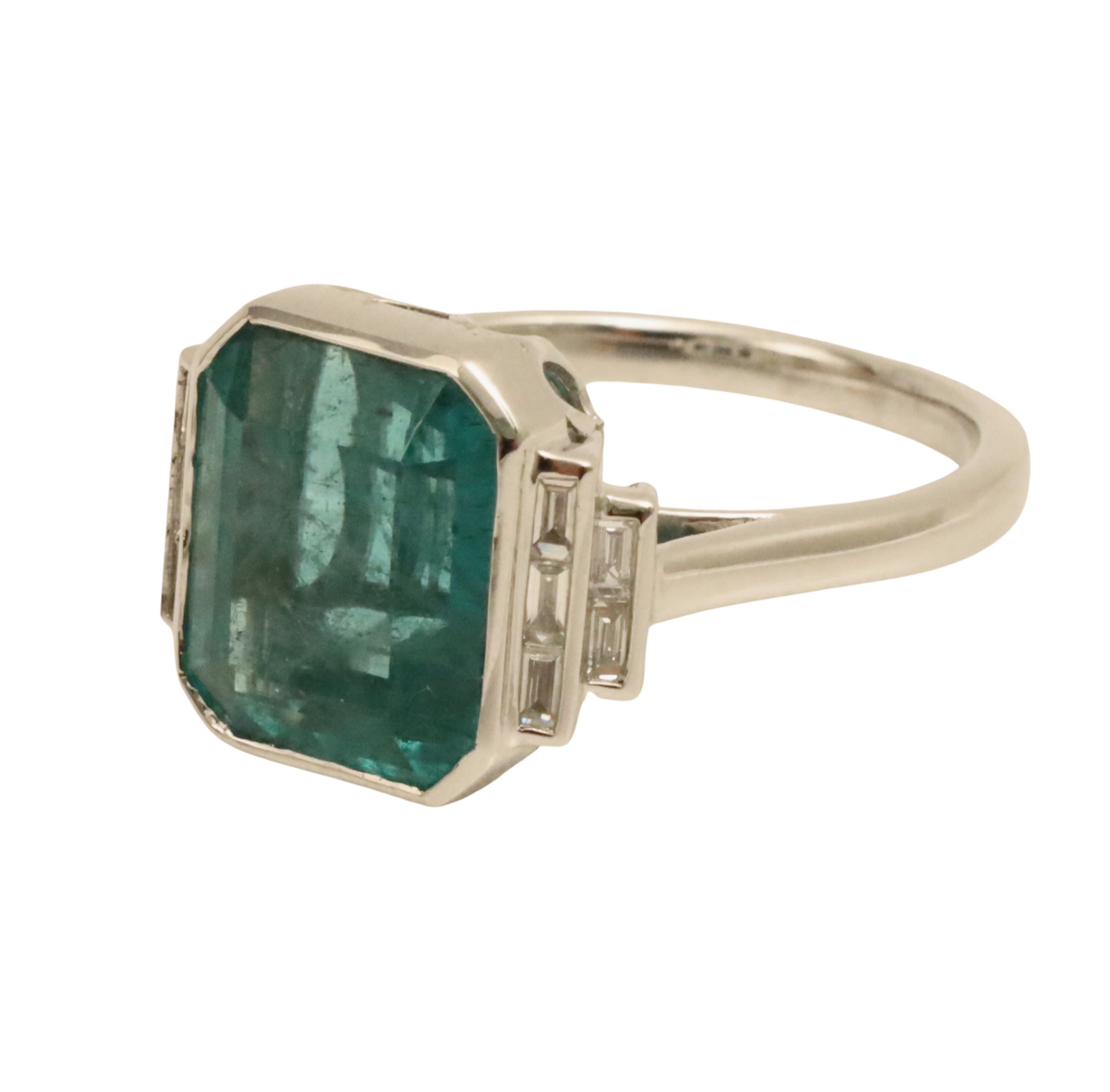 PLATINUM EMERALD & DIAMOND RING