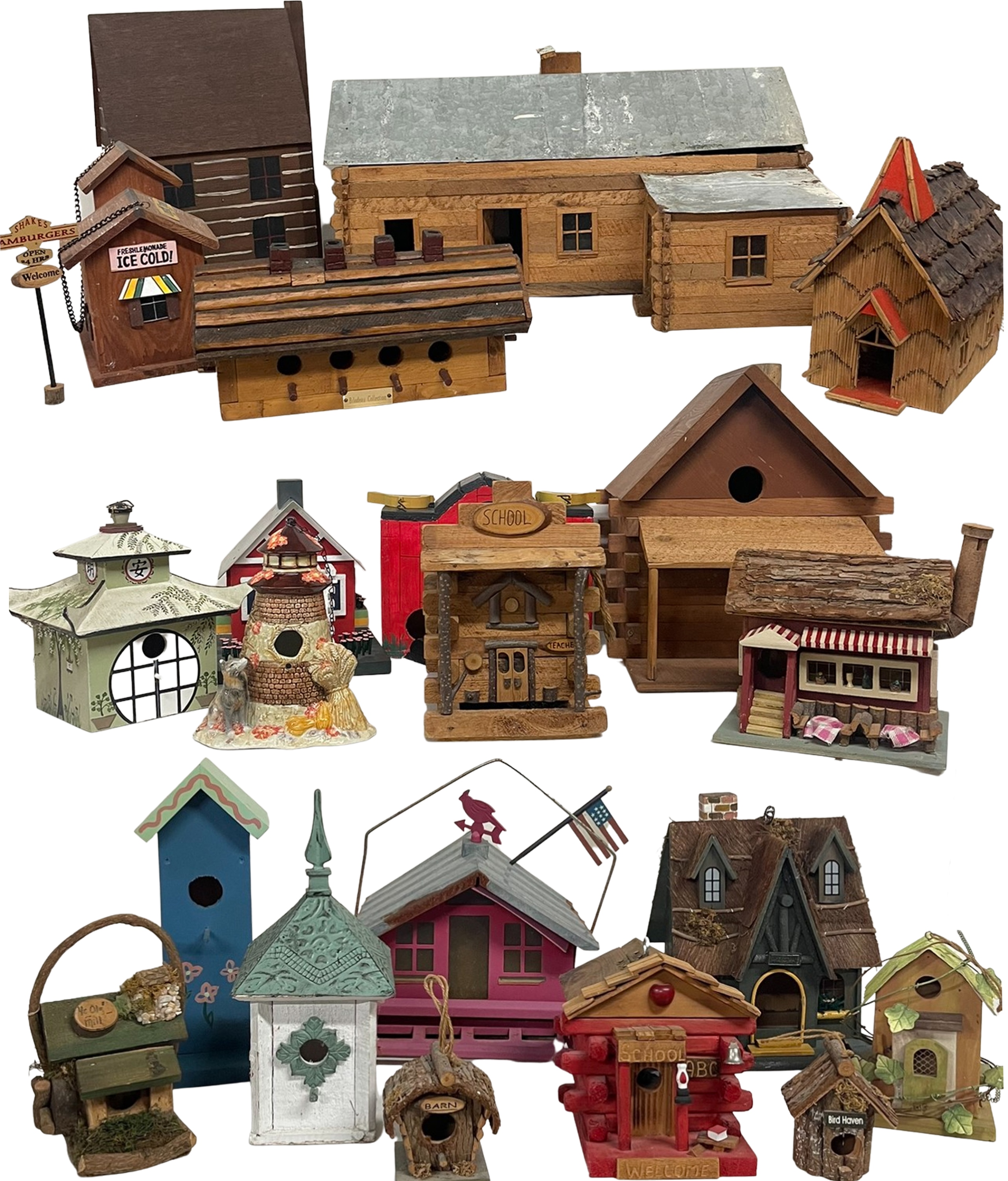 22 HAND CRAFTED BIRD HOUSES Collection