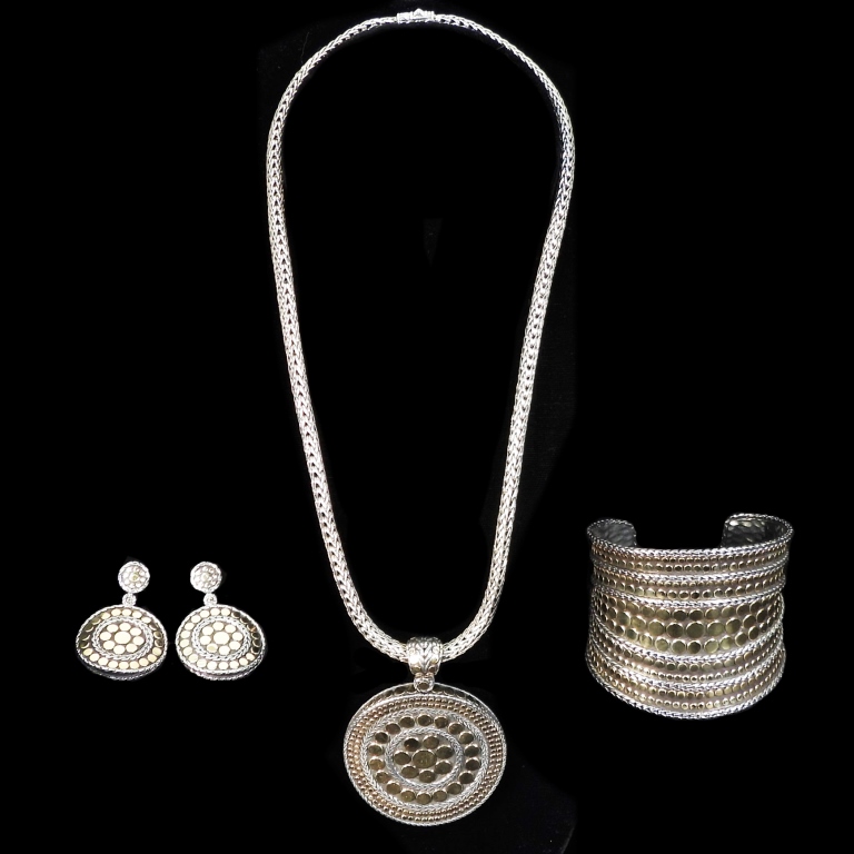 3PC JOHN HARDY 18K GOLD & SILVER