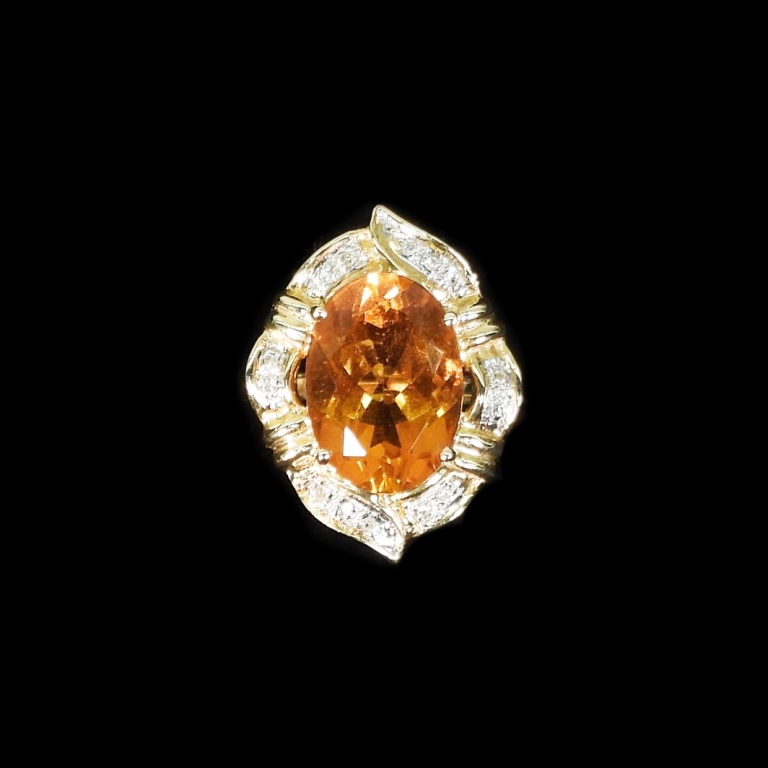 14K GOLD CITRINE DIAMOND RING 2f92d7