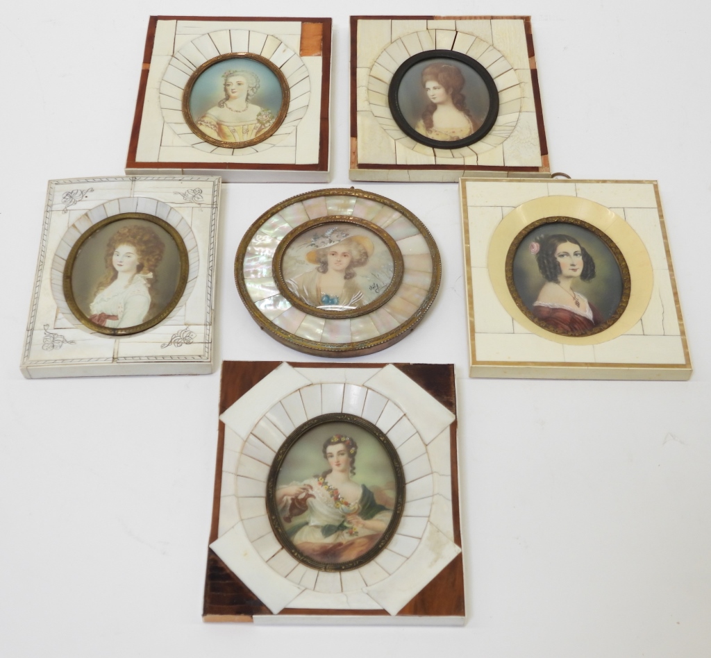 6PC FRENCH & GERMAN MINIATURE PORTRAIT