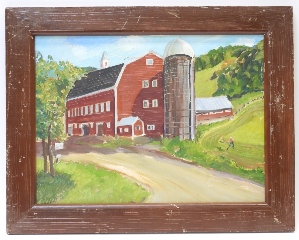 JOHN E HUSZER BARN LANDSCAPE PAINTING 2f9332