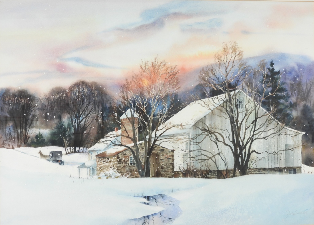 JUDY ANTONELLI WINTER LANDSCAPE WC PAINTING